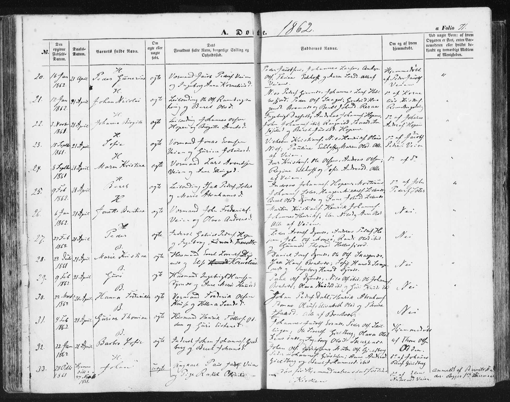 Ministerialprotokoller, klokkerbøker og fødselsregistre - Møre og Romsdal, AV/SAT-A-1454/581/L0937: Ministerialbok nr. 581A05, 1853-1872, s. 71