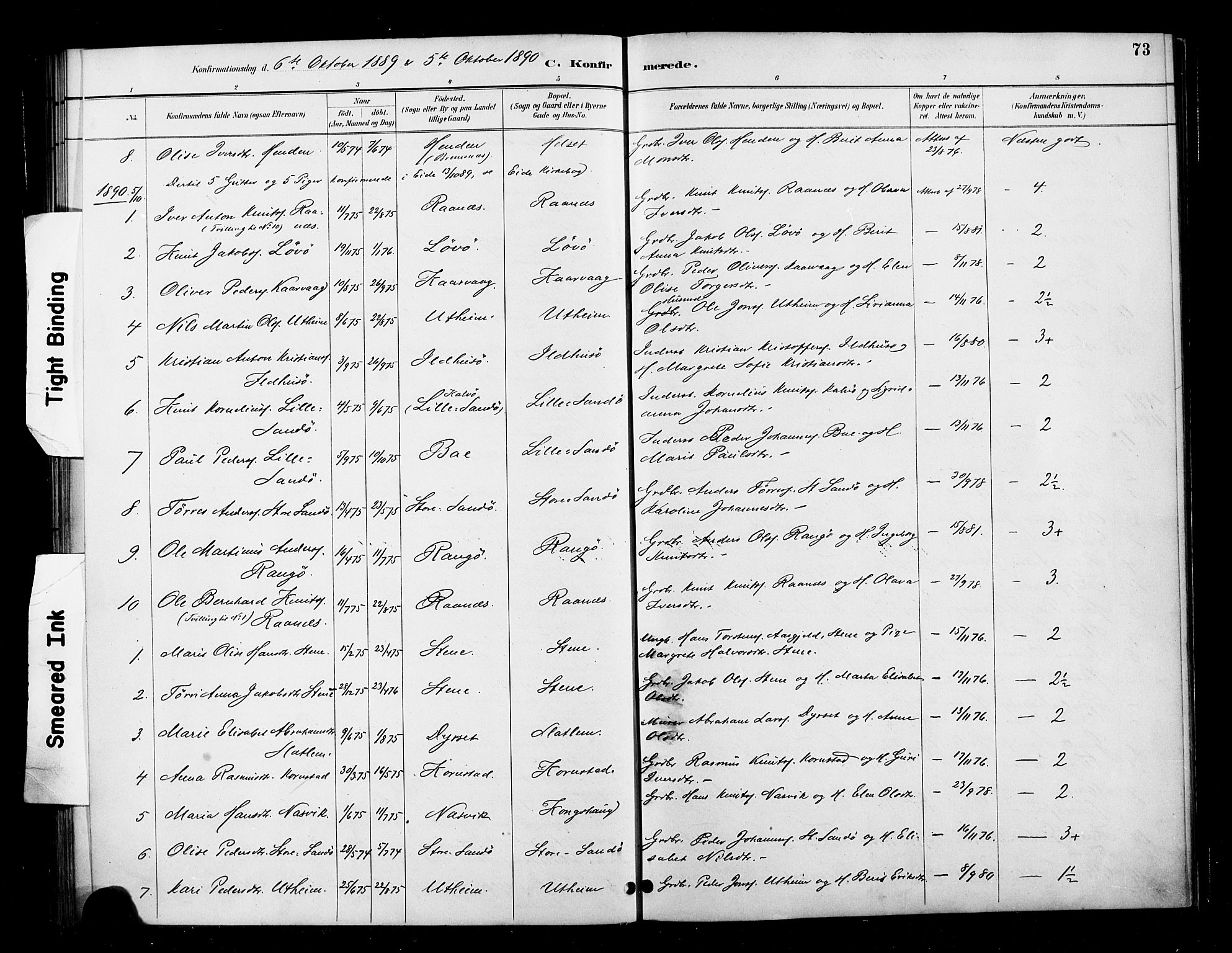 Ministerialprotokoller, klokkerbøker og fødselsregistre - Møre og Romsdal, AV/SAT-A-1454/570/L0832: Ministerialbok nr. 570A06, 1885-1900, s. 73
