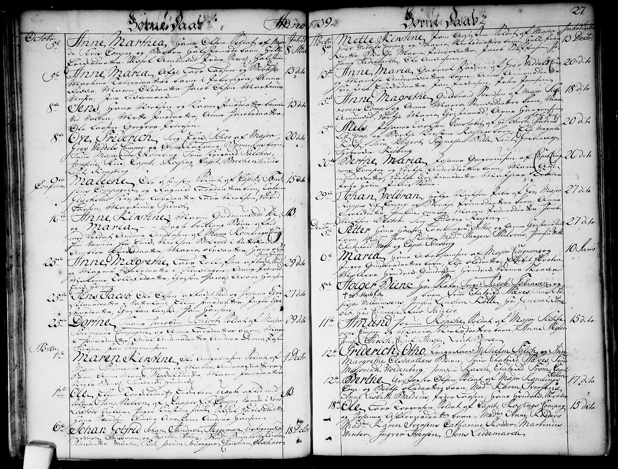 Garnisonsmenigheten Kirkebøker, AV/SAO-A-10846/F/Fa/L0001: Ministerialbok nr. 1, 1734-1756, s. 27