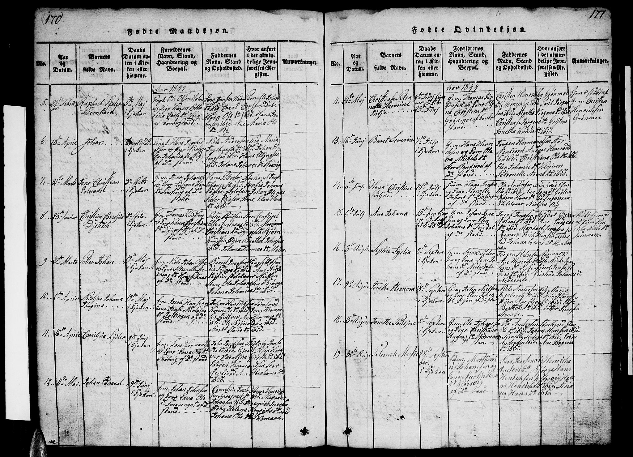 Ministerialprotokoller, klokkerbøker og fødselsregistre - Nordland, AV/SAT-A-1459/812/L0186: Klokkerbok nr. 812C04, 1820-1849, s. 170-171