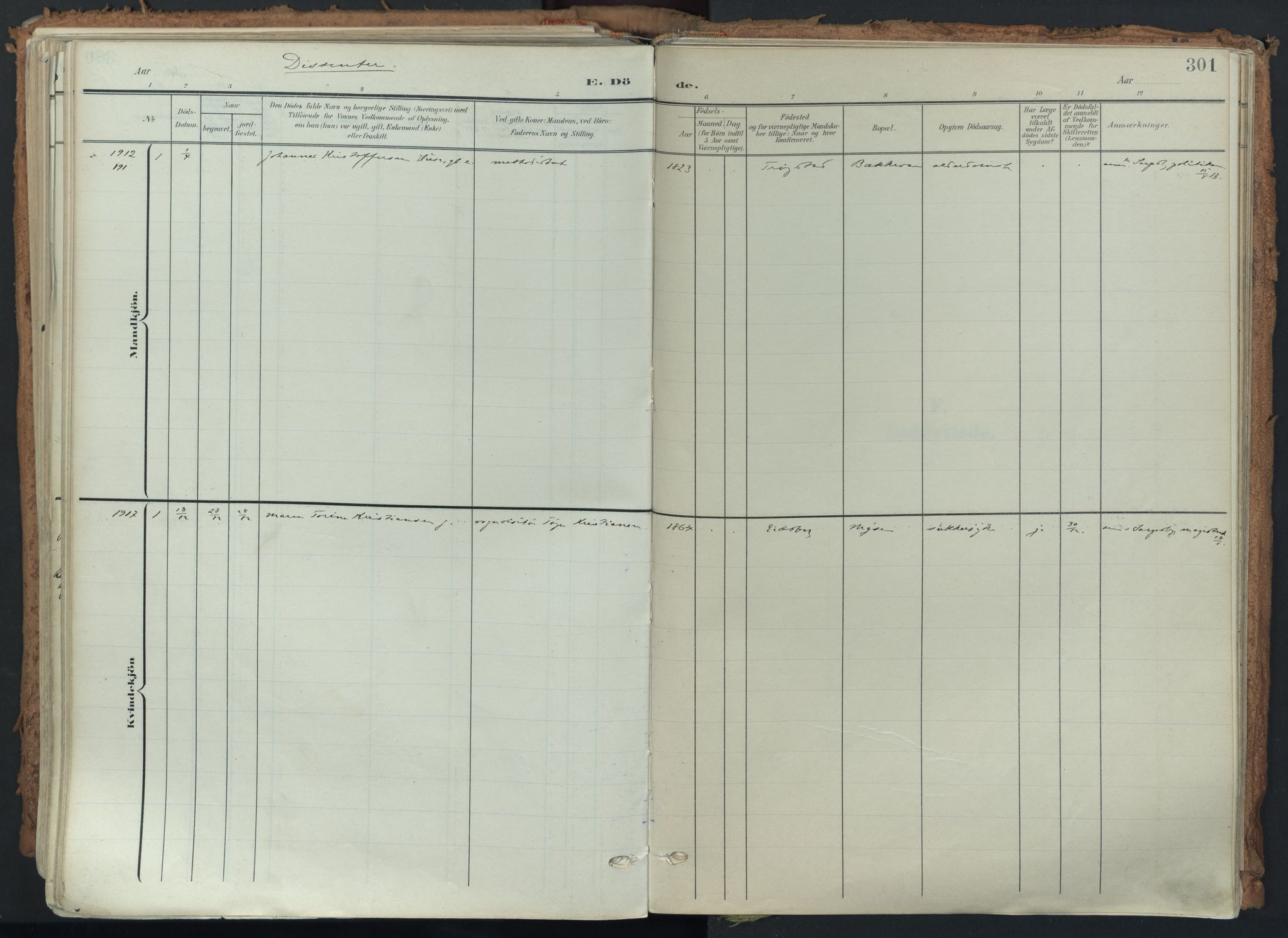 Eidsberg prestekontor Kirkebøker, AV/SAO-A-10905/F/Fa/L0014: Ministerialbok nr. I 14, 1902-1919, s. 301