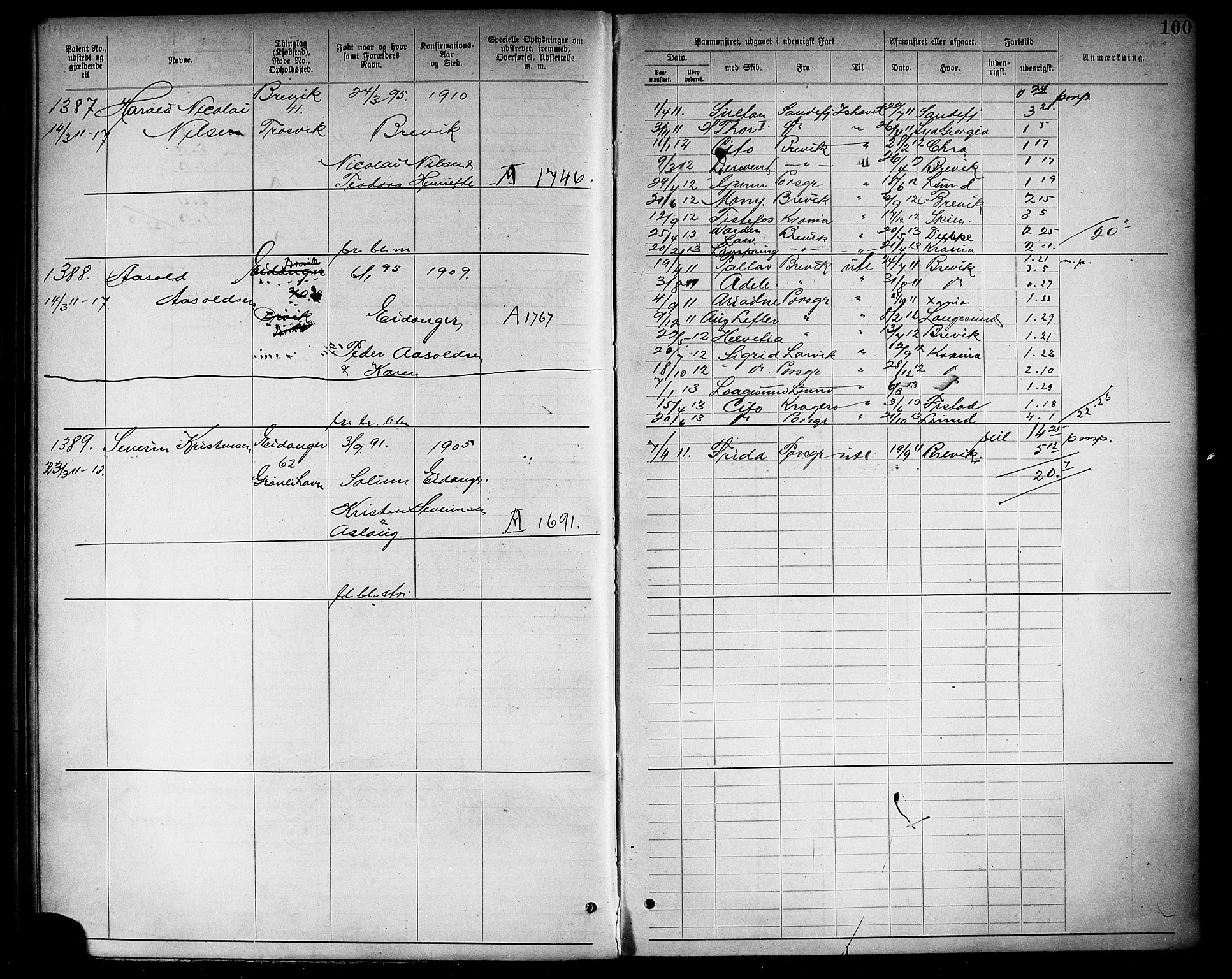 Brevik innrulleringskontor, AV/SAKO-A-833/F/Fa/L0003: Annotasjonsrulle, 1893-1911, s. 103