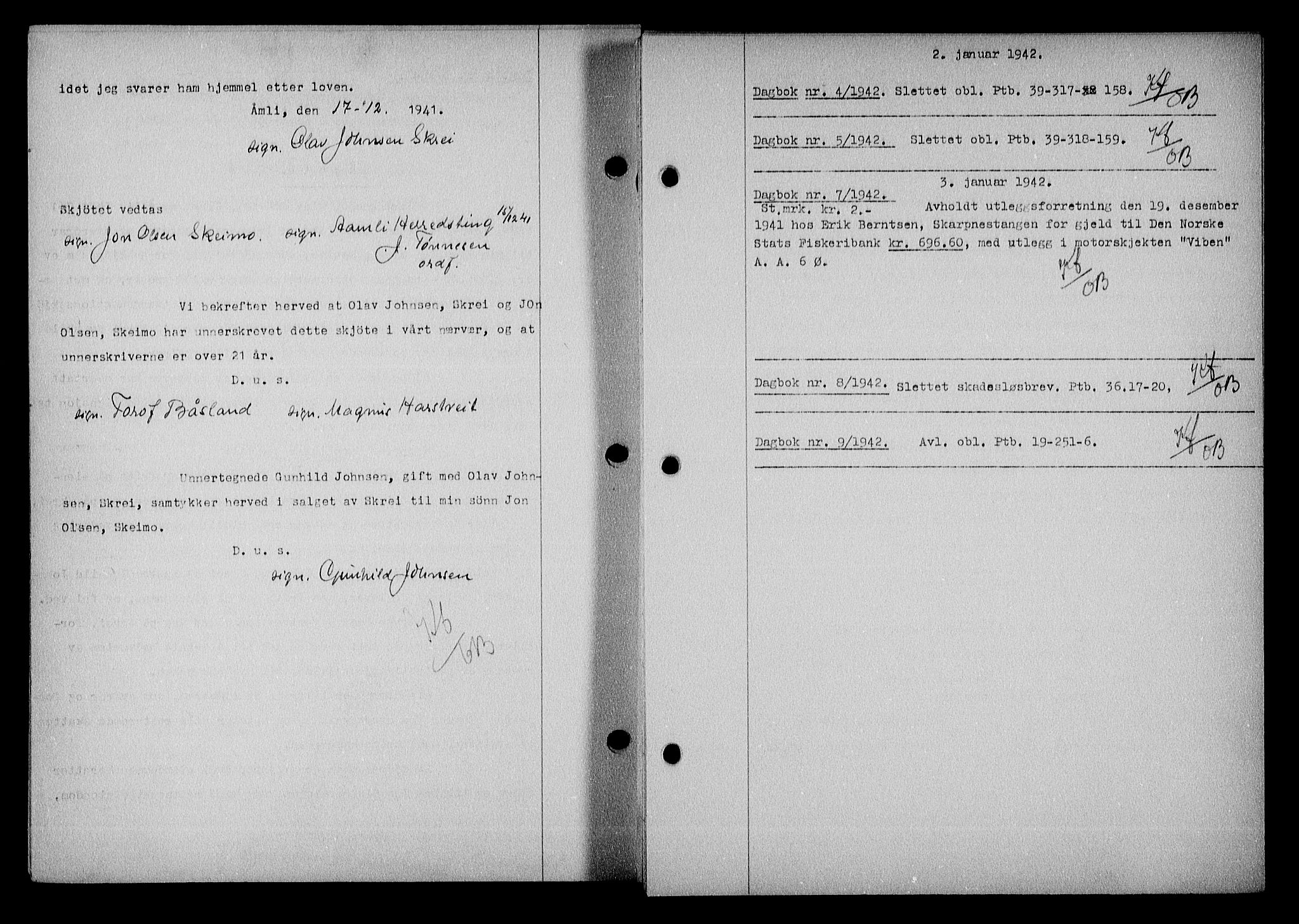 Nedenes sorenskriveri, SAK/1221-0006/G/Gb/Gba/L0049: Pantebok nr. A-III, 1941-1942, Dagboknr: 4/1942