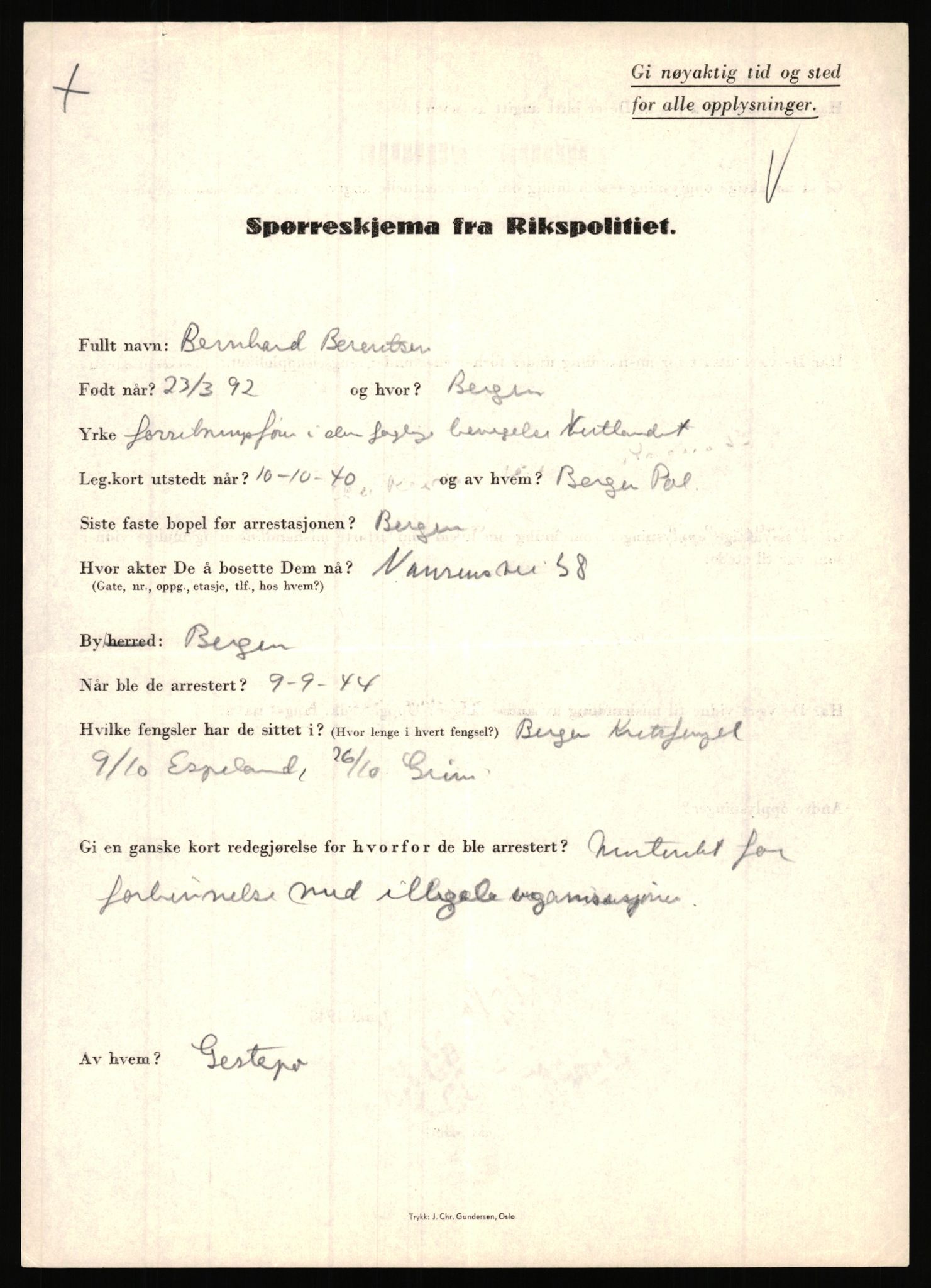 Rikspolitisjefen, AV/RA-S-1560/L/L0002: Berg, Alf - Bråthen, Thorleif, 1940-1945, s. 305