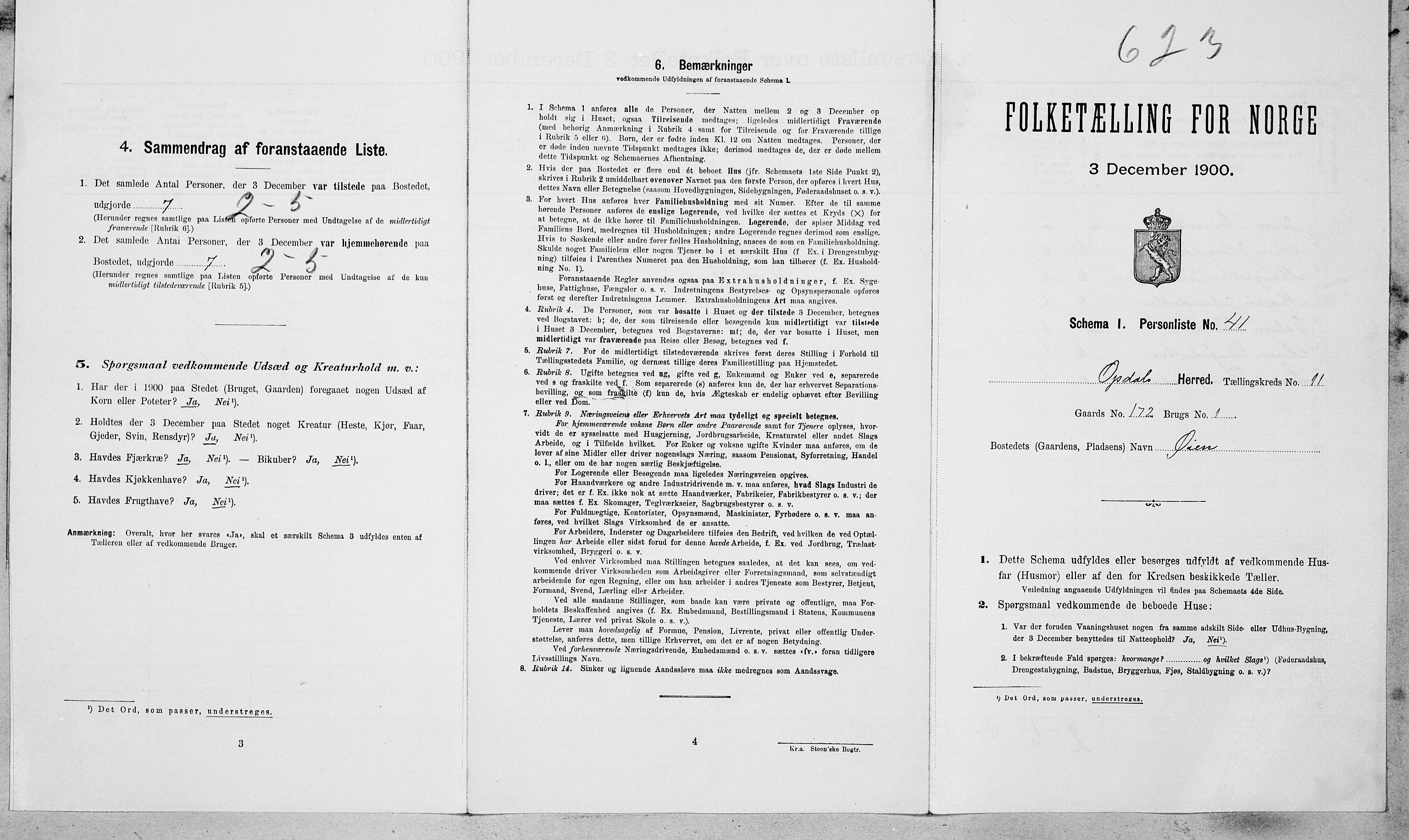 SAT, Folketelling 1900 for 1634 Oppdal herred, 1900, s. 928