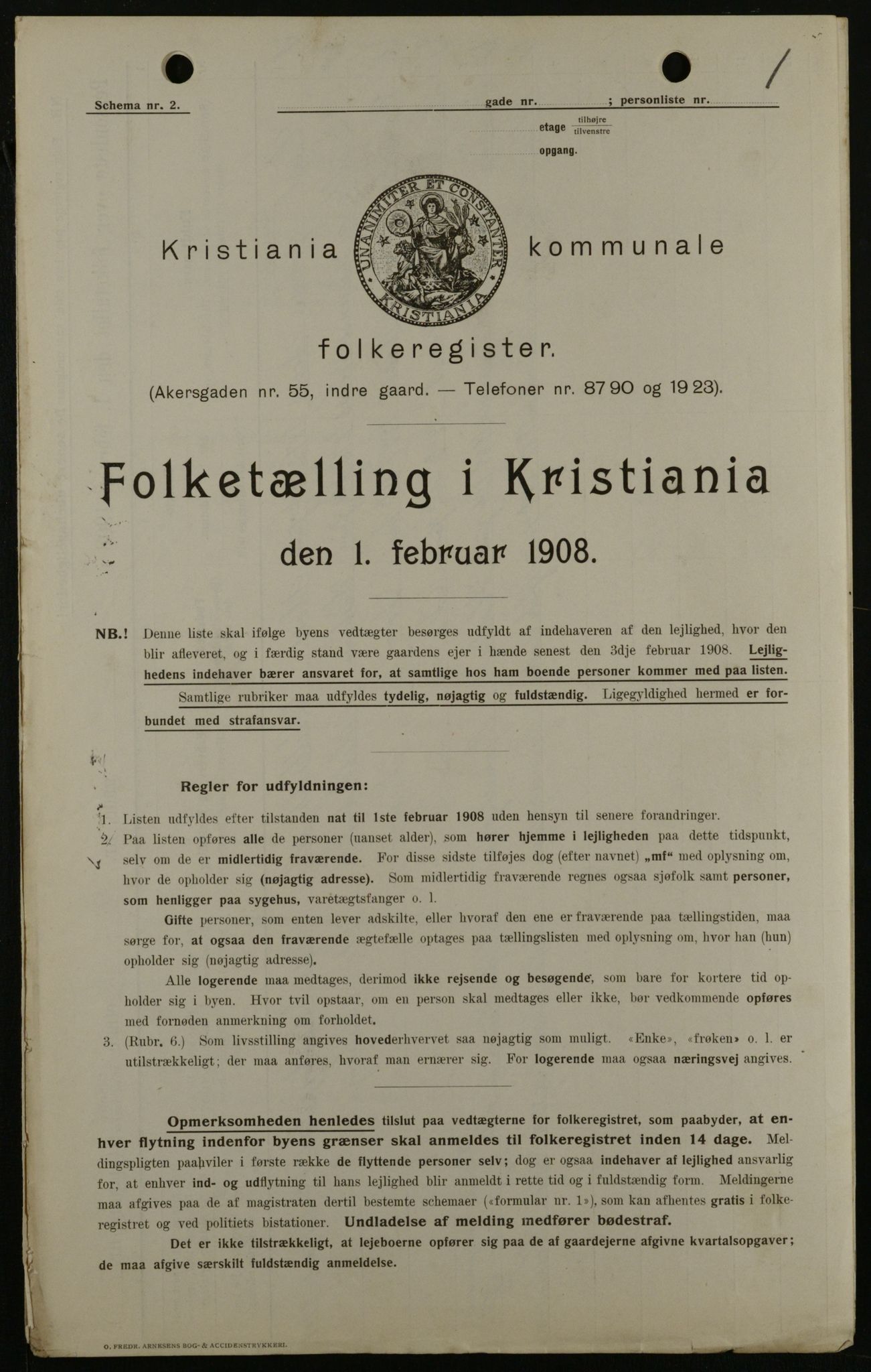 OBA, Kommunal folketelling 1.2.1908 for Kristiania kjøpstad, 1908, s. 53822