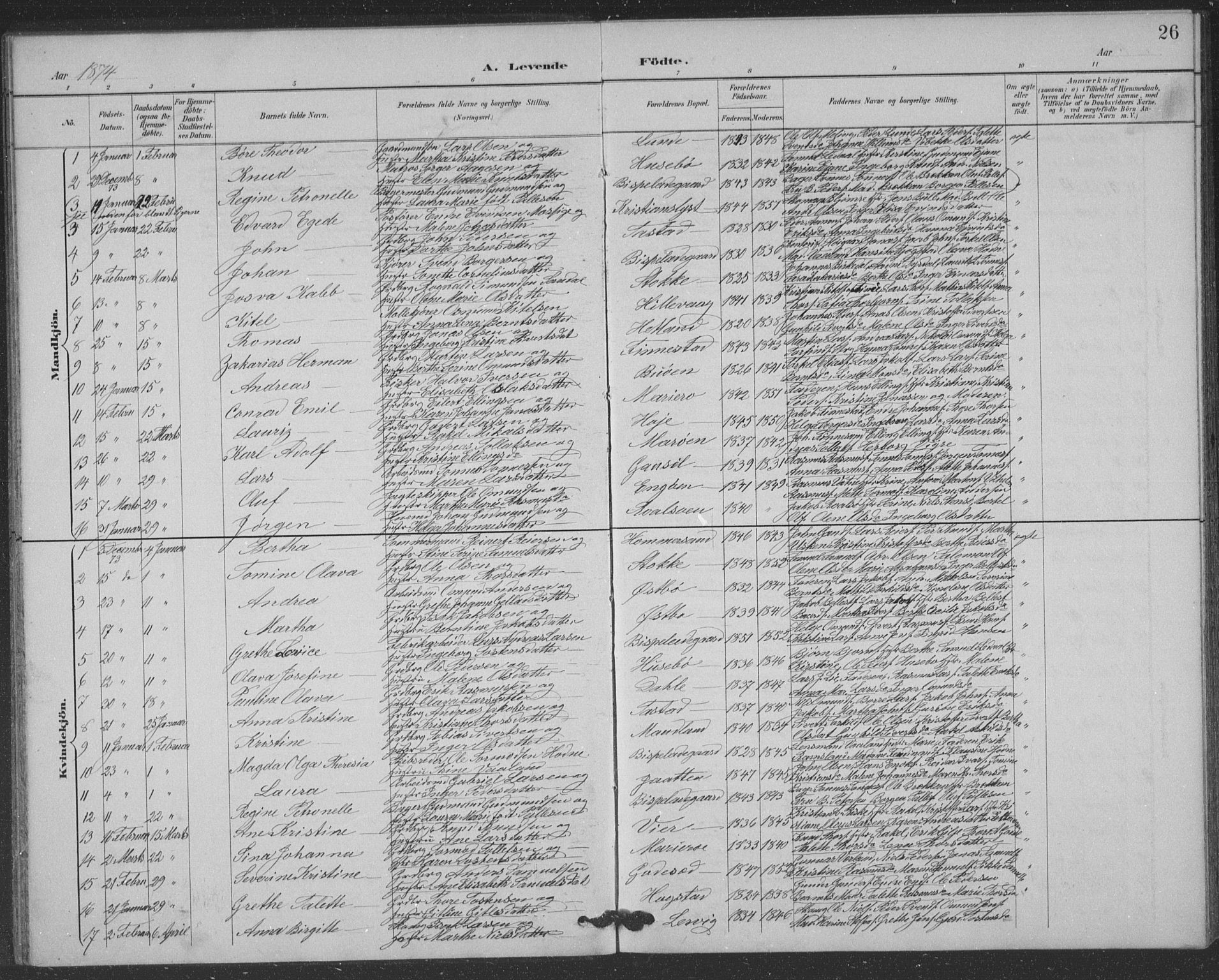 Hetland sokneprestkontor, SAST/A-101826/30/30BB/L0004: Klokkerbok nr. B 4, 1869-1877, s. 26