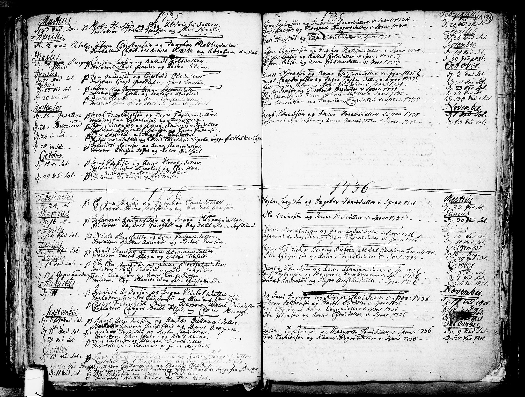 Solum kirkebøker, SAKO/A-306/F/Fa/L0002: Ministerialbok nr. I 2, 1713-1761, s. 190