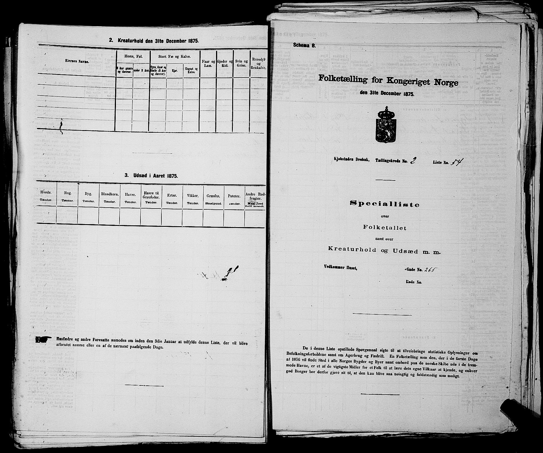 RA, Folketelling 1875 for 0203B Drøbak prestegjeld, Drøbak kjøpstad, 1875, s. 205