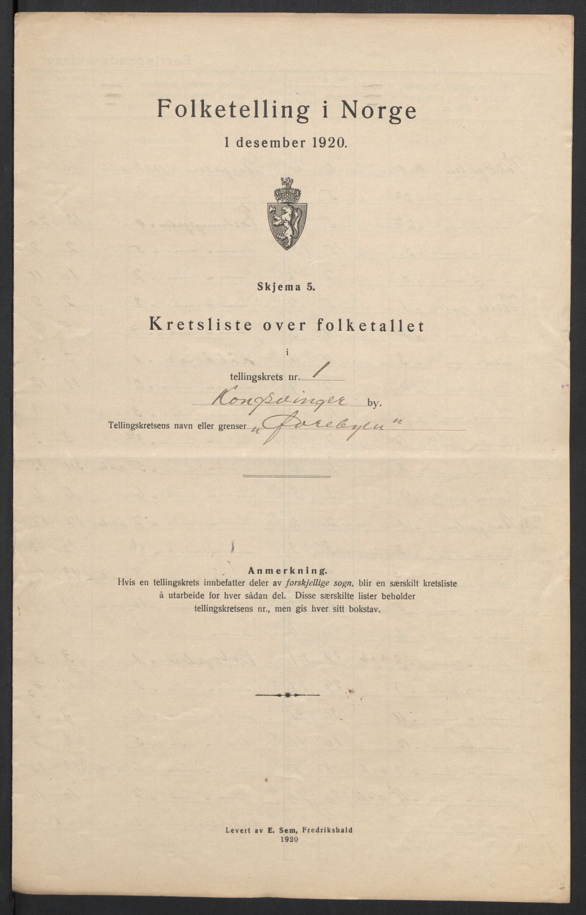 SAH, Folketelling 1920 for 0402 Kongsvinger kjøpstad, 1920, s. 6