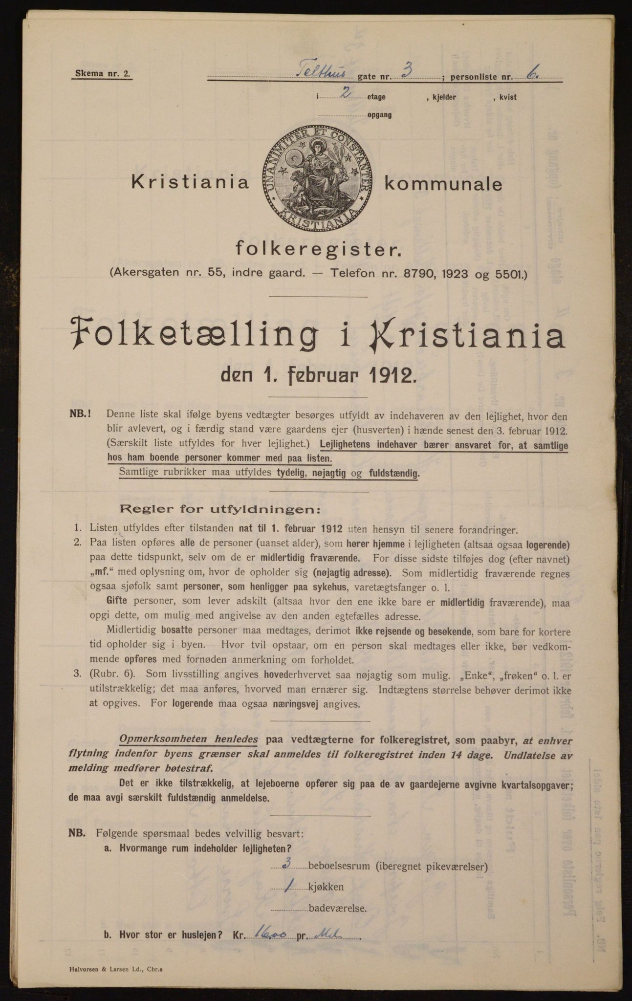 OBA, Kommunal folketelling 1.2.1912 for Kristiania, 1912, s. 107597
