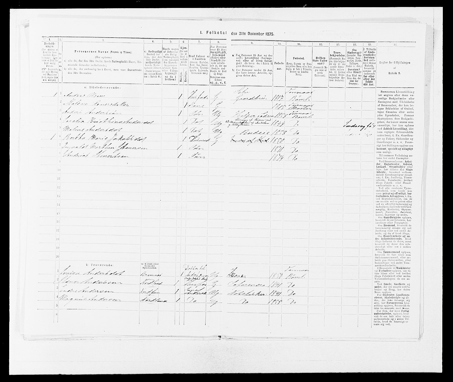 SAB, Folketelling 1875 for 1218P Finnås prestegjeld, 1875, s. 625