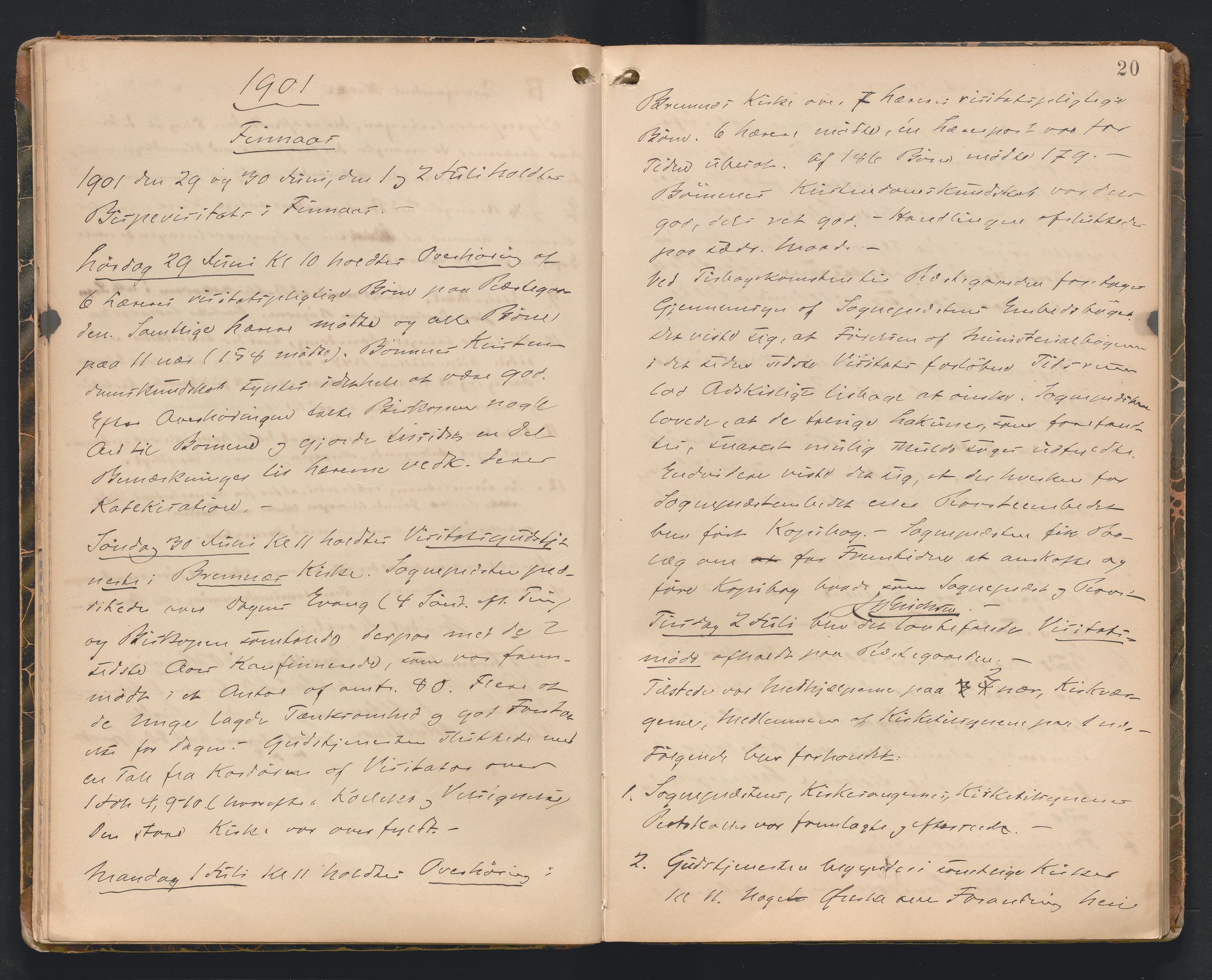 Søndre Sunnhordland prosti, AV/SAB-A-99913/F/L0002: Visitasprotokoll, 1895-1967, s. 19b-20a