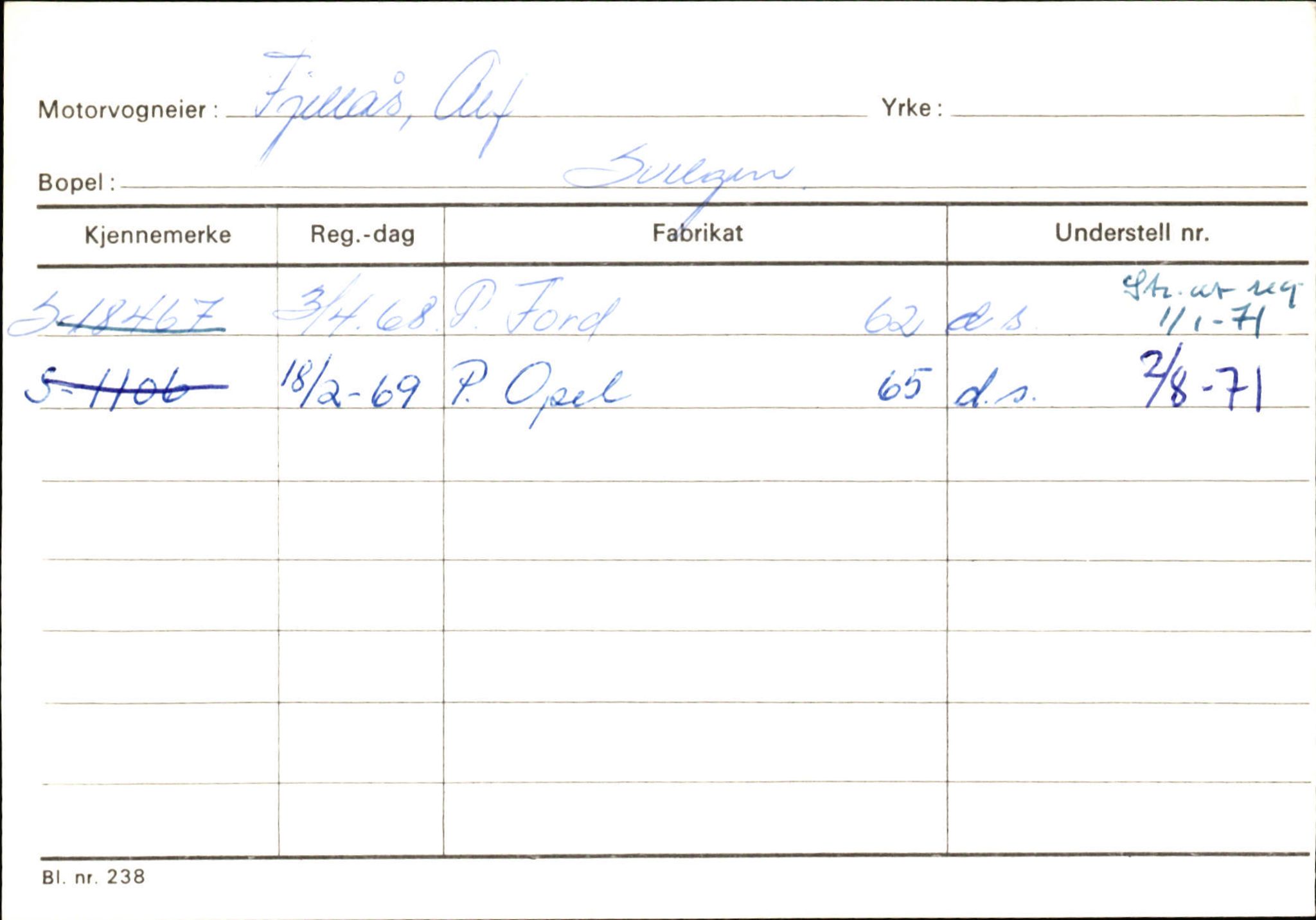 Statens vegvesen, Sogn og Fjordane vegkontor, AV/SAB-A-5301/4/F/L0133: Eigarregister Bremanger A-Å. Gaular A-H, 1945-1975, s. 323