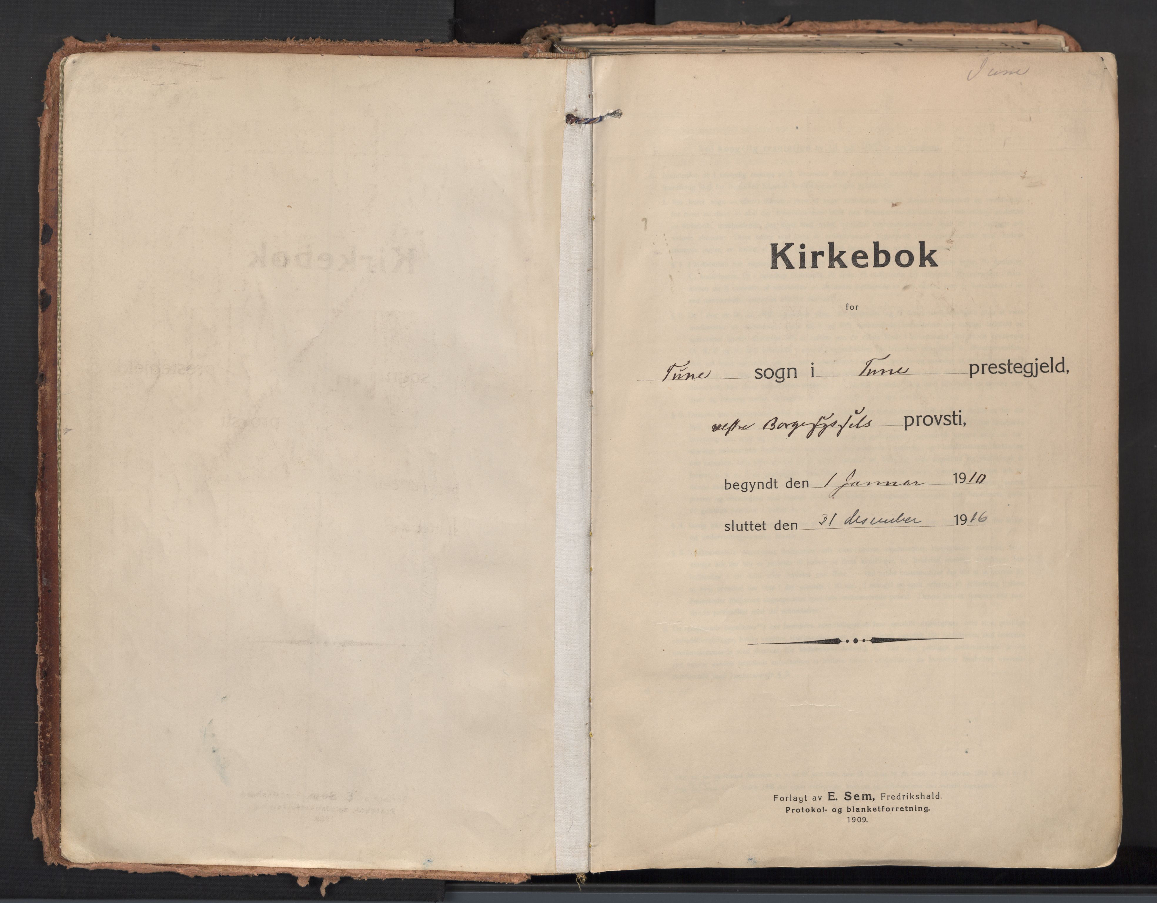 Tune prestekontor Kirkebøker, SAO/A-2007/F/Fa: Ministerialbok nr. 21, 1910-1916, s. 1