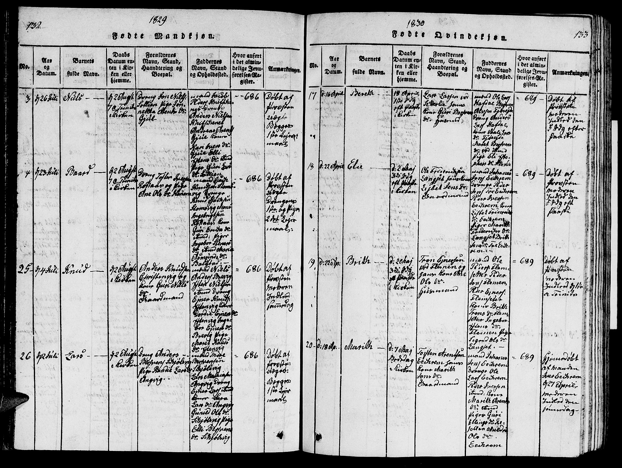 Ministerialprotokoller, klokkerbøker og fødselsregistre - Møre og Romsdal, AV/SAT-A-1454/586/L0990: Klokkerbok nr. 586C01, 1819-1837, s. 132-133