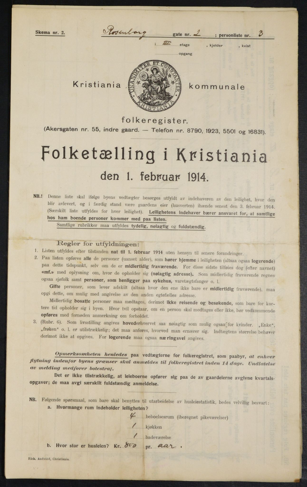 OBA, Kommunal folketelling 1.2.1914 for Kristiania, 1914, s. 83314