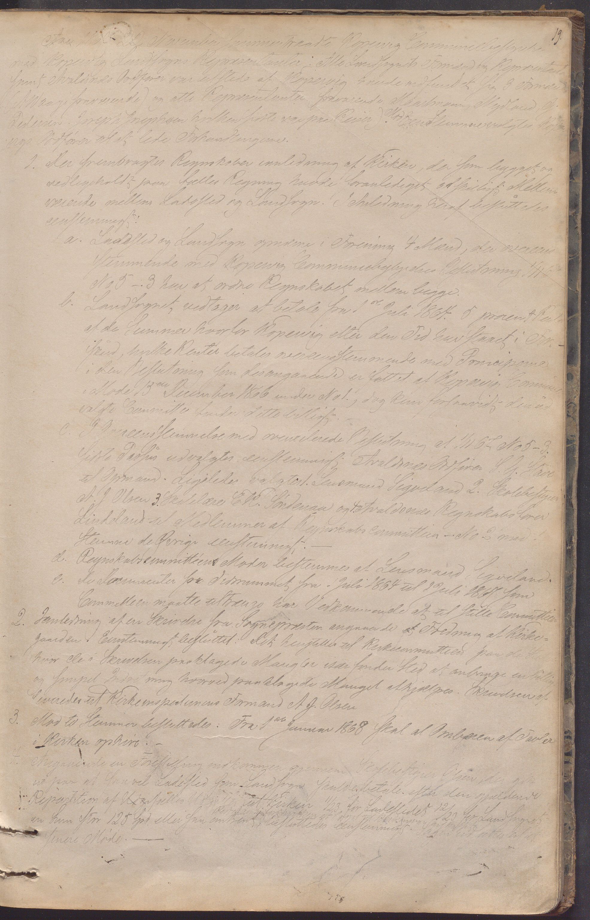 Kopervik Kommune - Formannskapet og Bystyret, IKAR/K-102468/A/Aa/L0001: Møtebok, 1866-1874, s. 19a