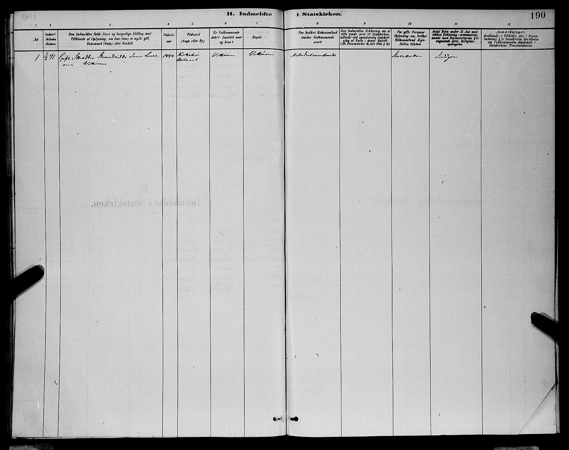 Vik sokneprestembete, AV/SAB-A-81501/H/Hab/Haba/L0003: Klokkerbok nr. A 3, 1878-1894, s. 190