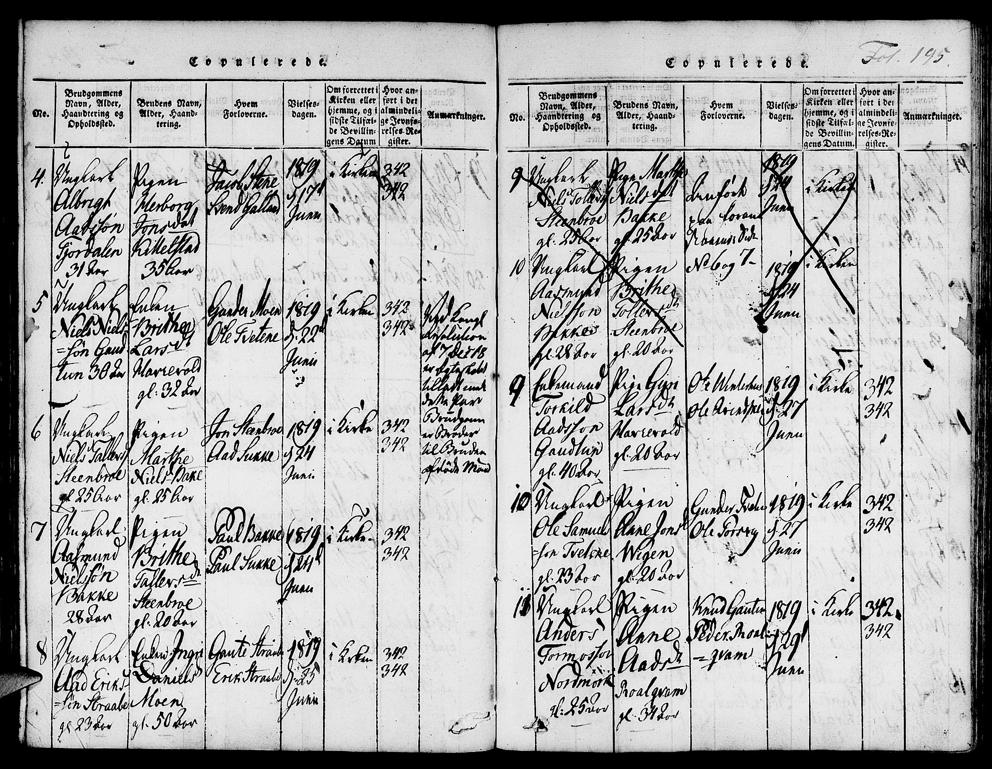 Suldal sokneprestkontor, AV/SAST-A-101845/01/IV/L0006: Ministerialbok nr. A 6, 1816-1836, s. 195