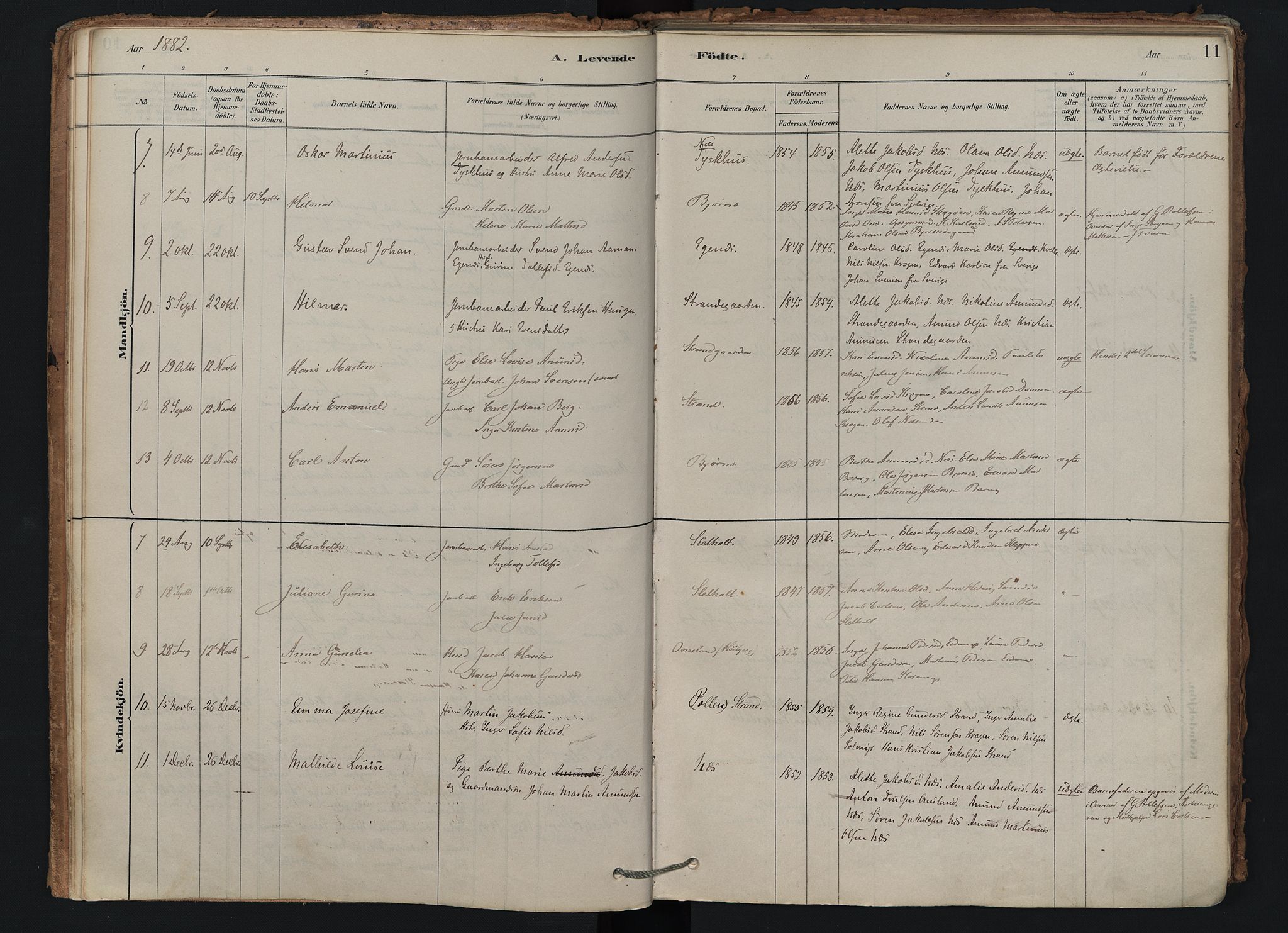 Brunlanes kirkebøker, SAKO/A-342/F/Fd/L0001: Ministerialbok nr. IV 1, 1878-1917, s. 11