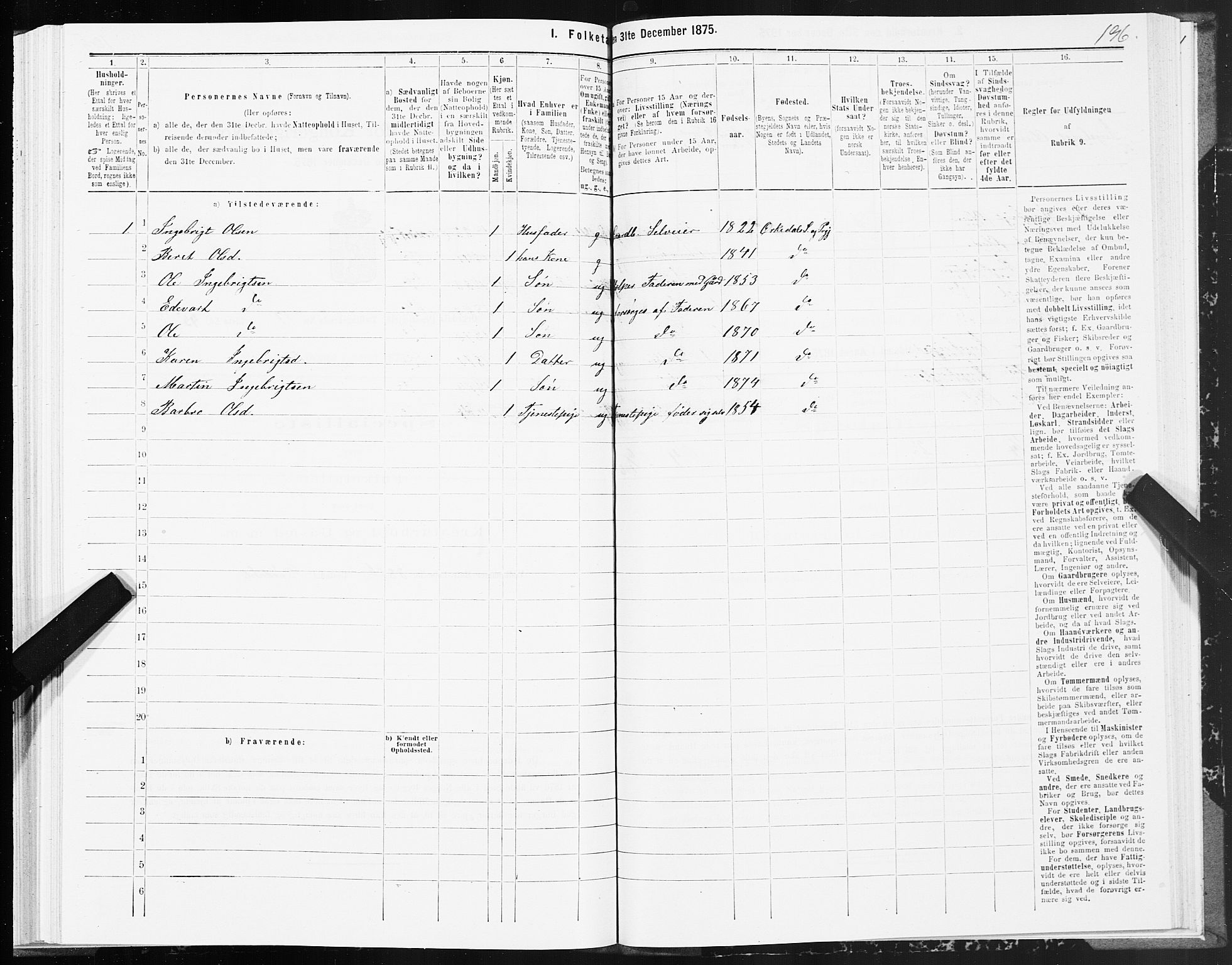 SAT, Folketelling 1875 for 1638P Orkdal prestegjeld, 1875, s. 8196