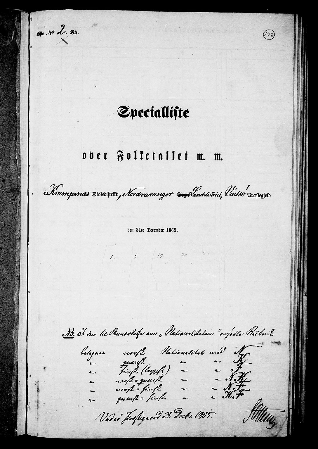 RA, Folketelling 1865 for 2029L Vadsø prestegjeld, Nord-Varanger sokn, 1865, s. 14
