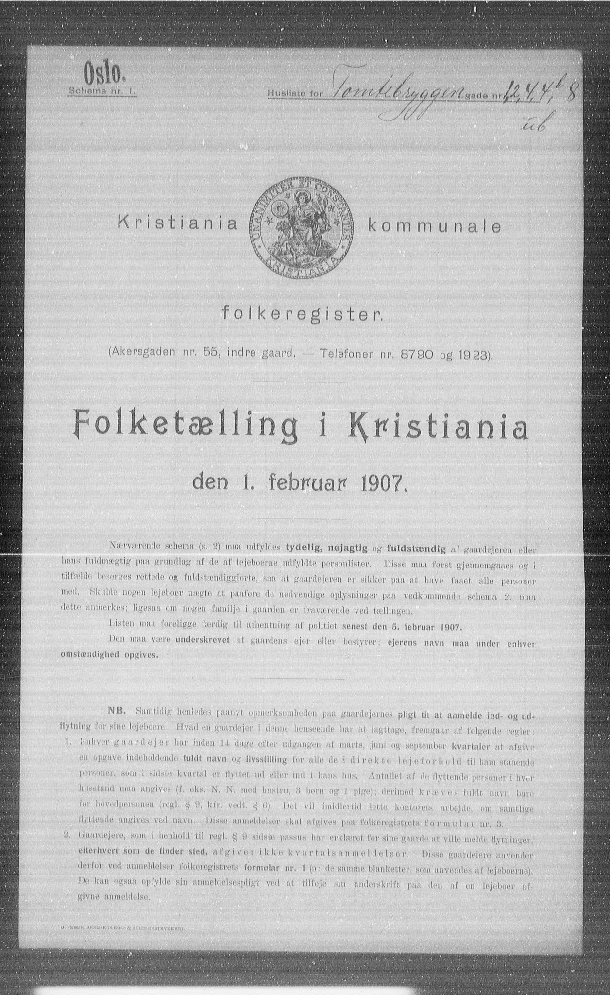 OBA, Kommunal folketelling 1.2.1907 for Kristiania kjøpstad, 1907, s. 57630