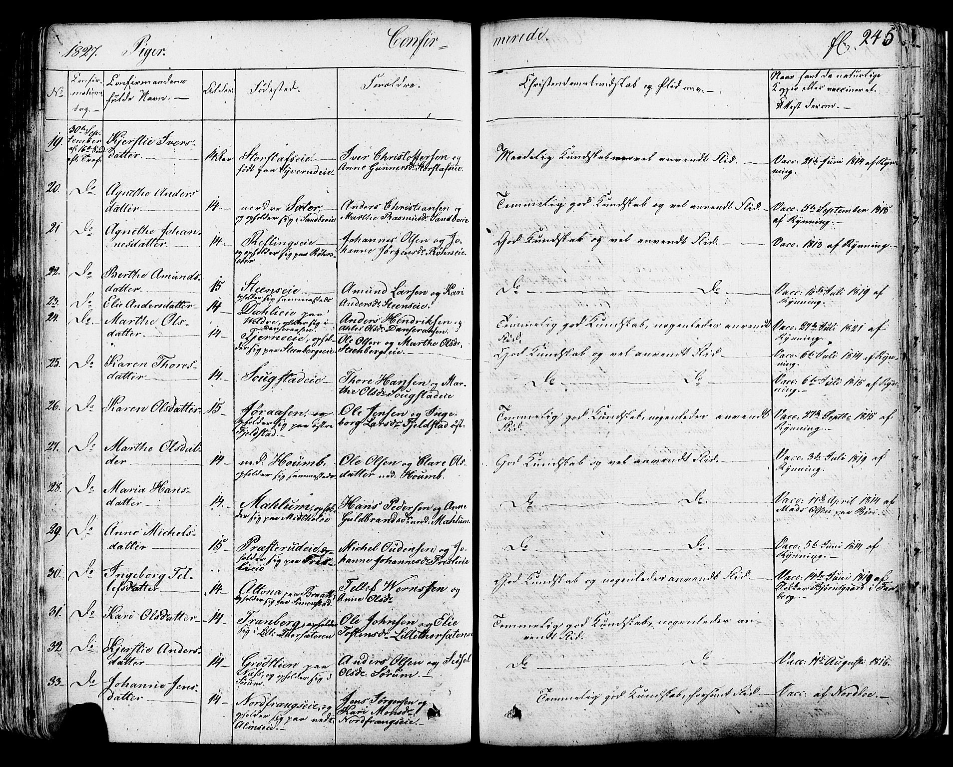 Ringsaker prestekontor, AV/SAH-PREST-014/K/Ka/L0007: Ministerialbok nr. 7A, 1826-1837, s. 245