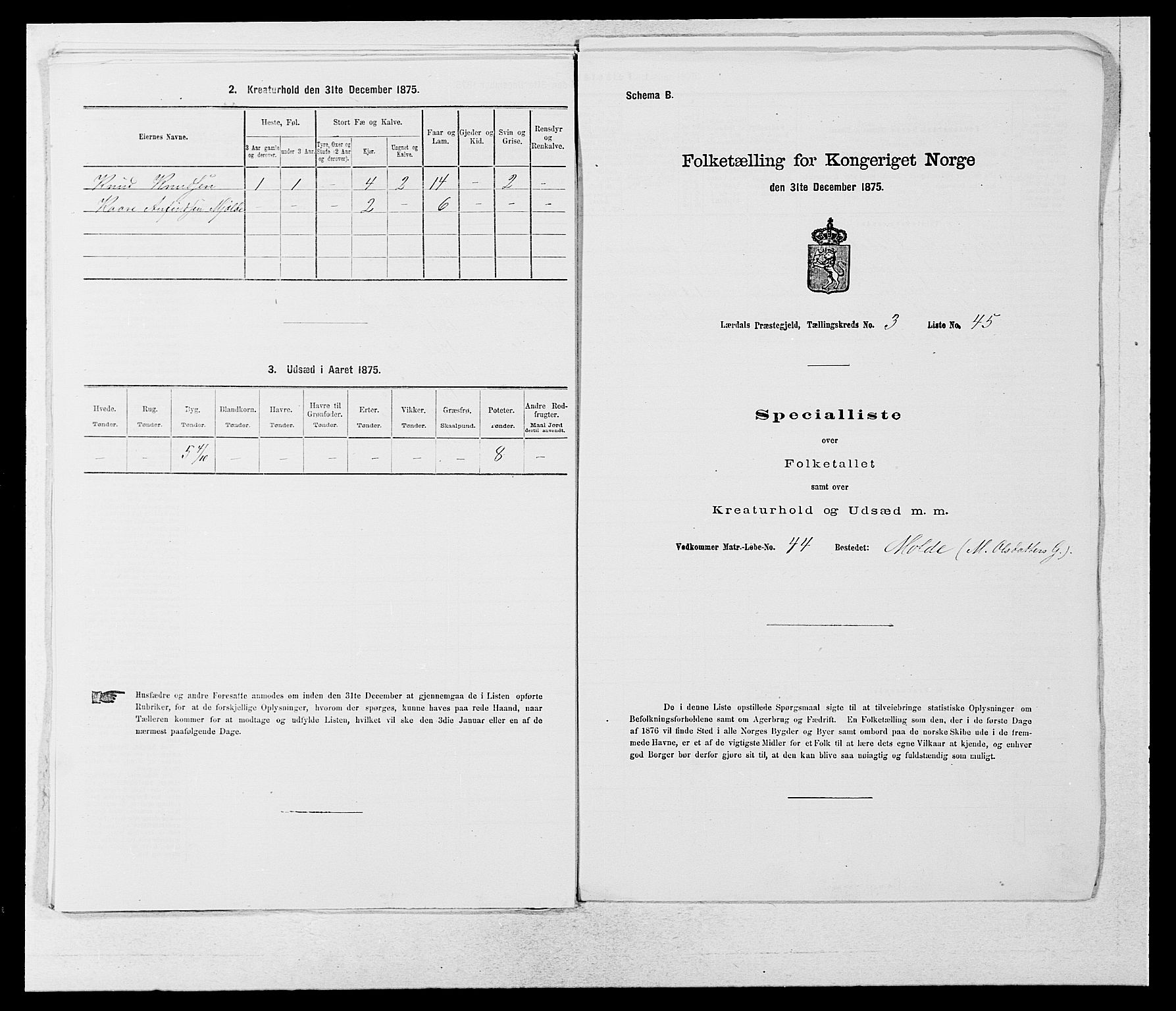 SAB, Folketelling 1875 for 1422P Lærdal prestegjeld, 1875, s. 479