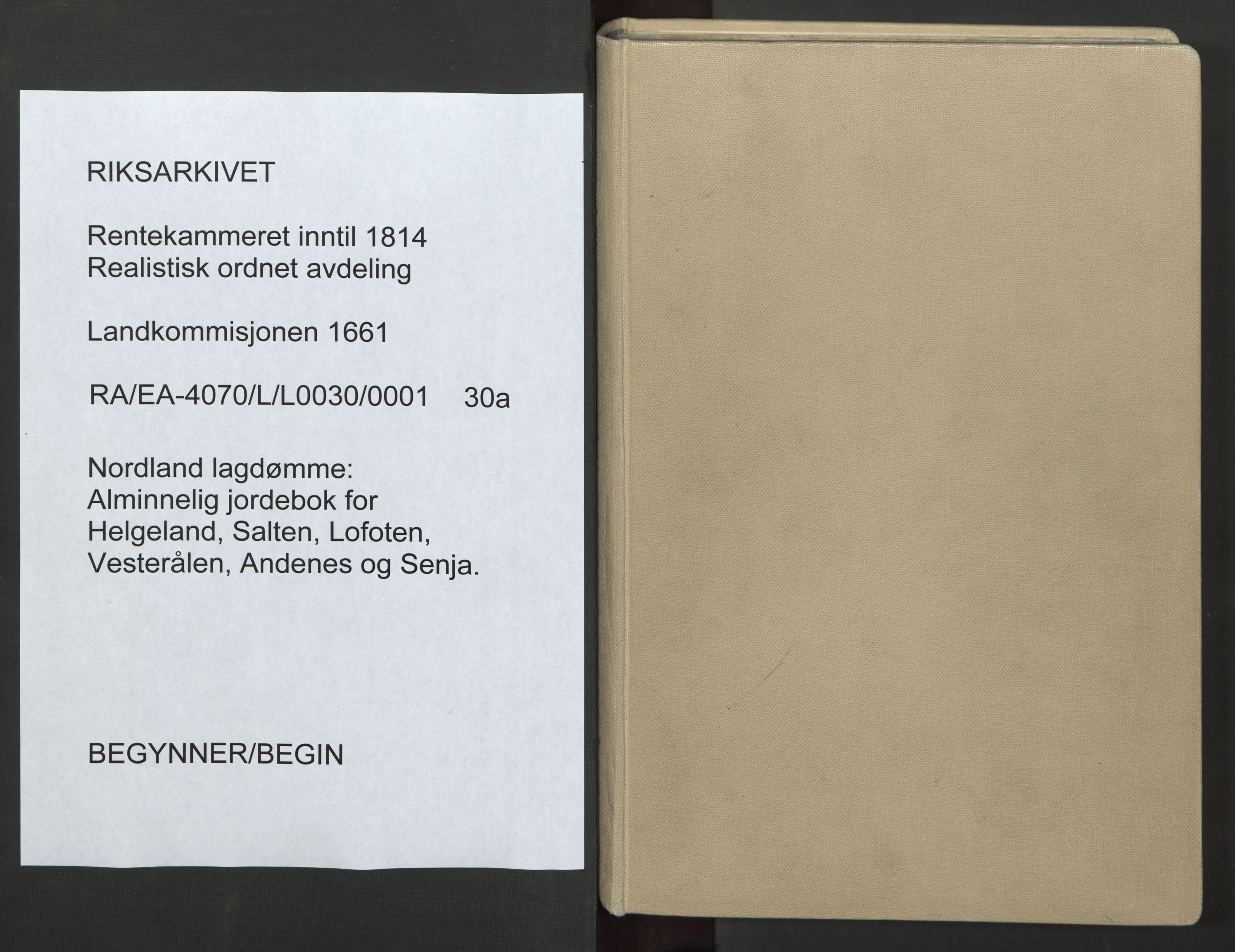 Rentekammeret inntil 1814, Realistisk ordnet avdeling, RA/EA-4070/L/L0030/0001: Nordland lagdømme: / Alminnelig jordebok for Helgeland, Salten, Lofoten, Vesterålen, Andenes og Senja., 1661