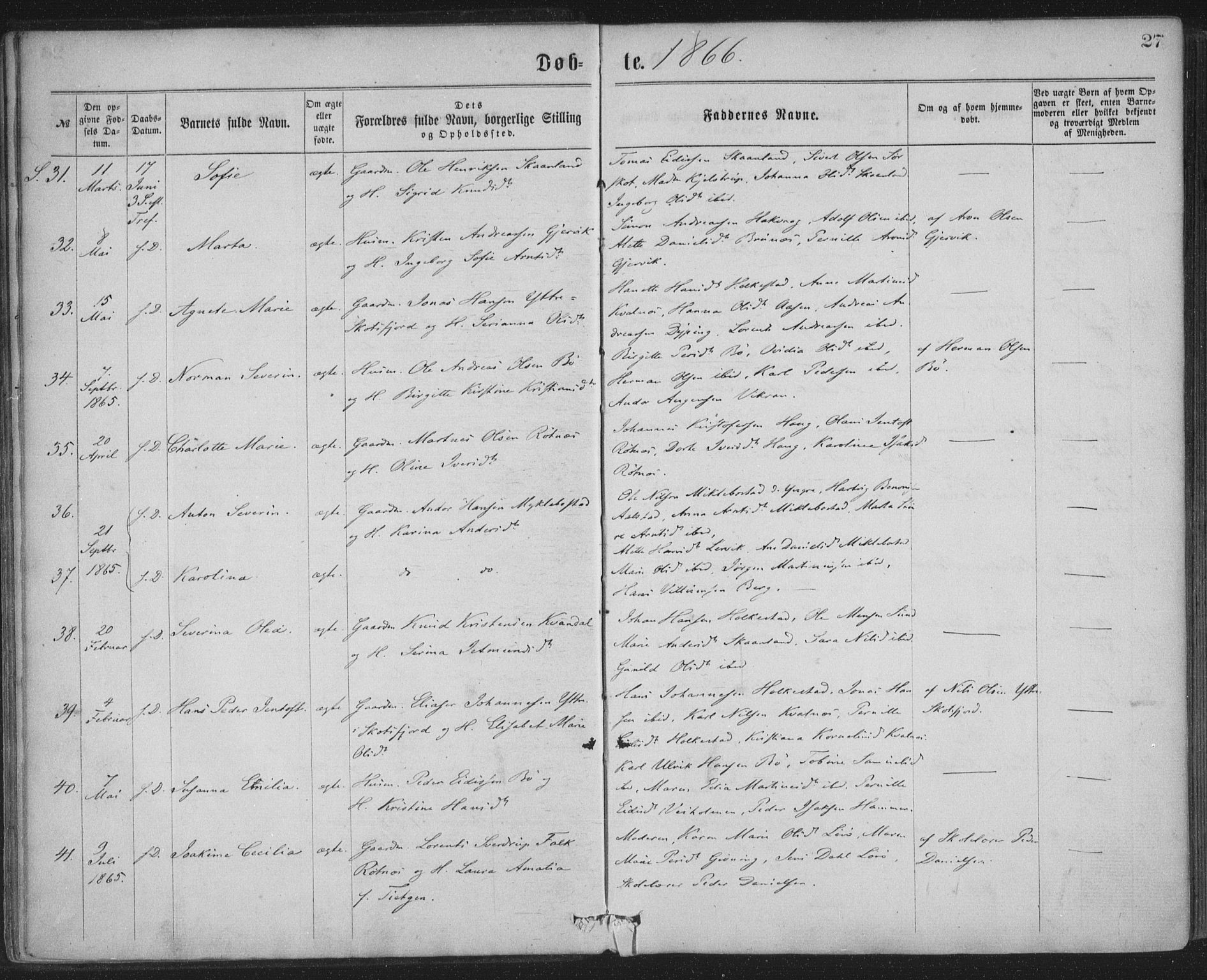 Ministerialprotokoller, klokkerbøker og fødselsregistre - Nordland, AV/SAT-A-1459/855/L0801: Ministerialbok nr. 855A09, 1864-1874, s. 27