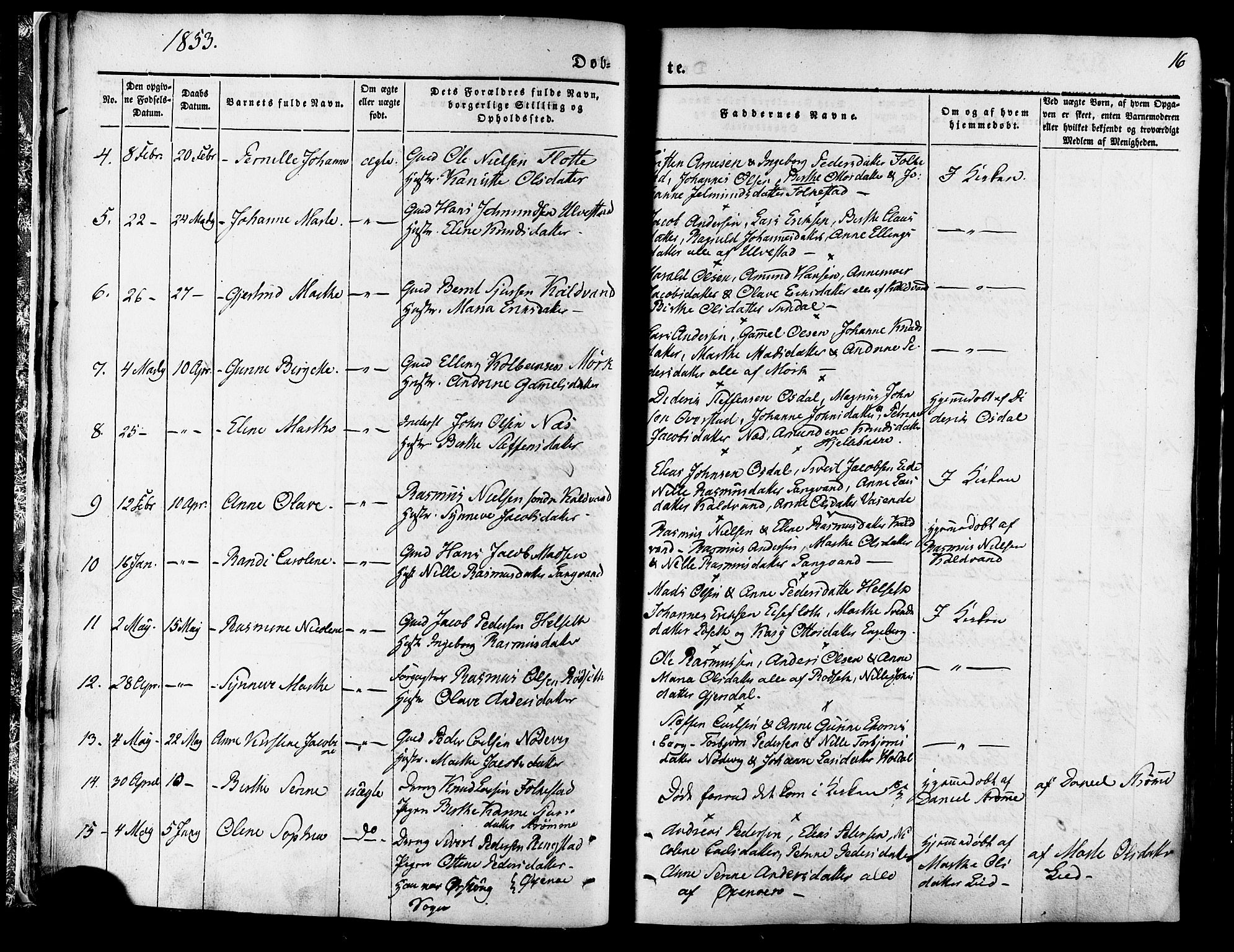 Ministerialprotokoller, klokkerbøker og fødselsregistre - Møre og Romsdal, AV/SAT-A-1454/511/L0140: Ministerialbok nr. 511A07, 1851-1878, s. 16