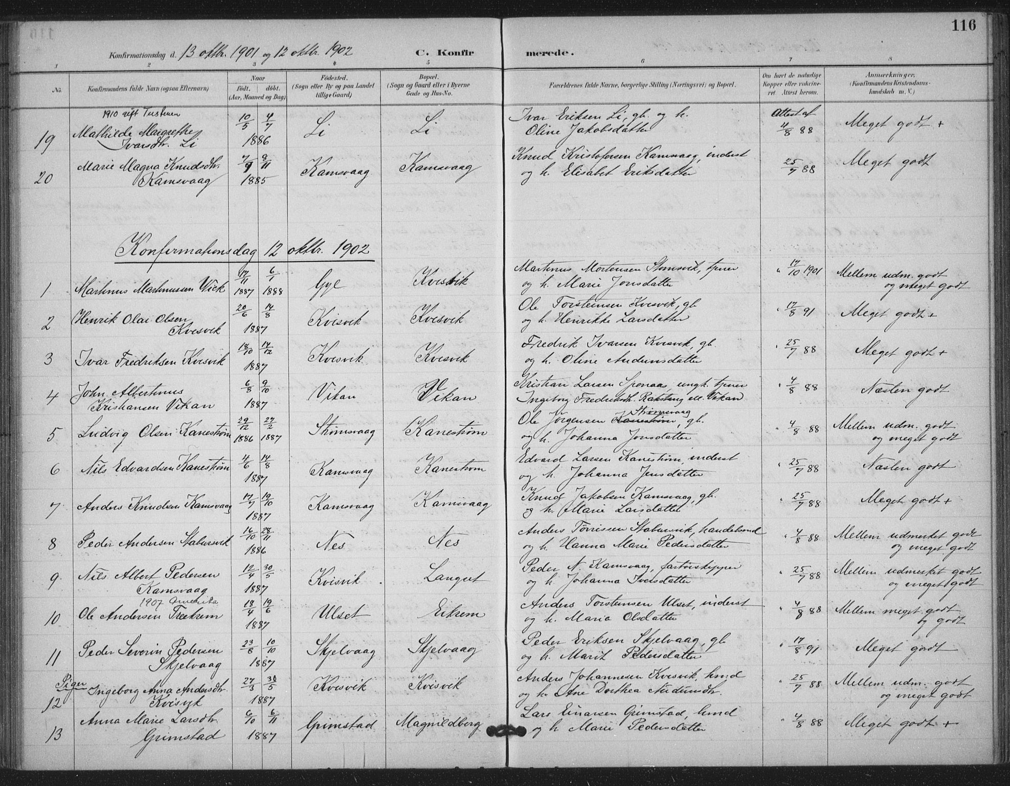 Ministerialprotokoller, klokkerbøker og fødselsregistre - Møre og Romsdal, SAT/A-1454/587/L1000: Ministerialbok nr. 587A02, 1887-1910, s. 116
