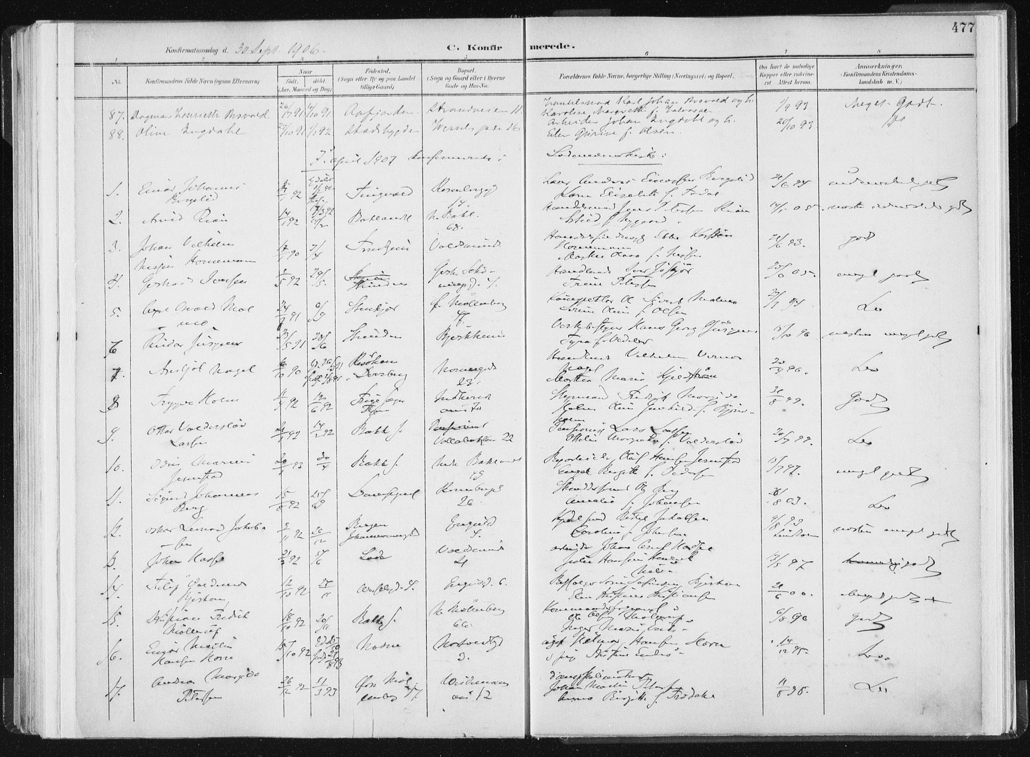 Ministerialprotokoller, klokkerbøker og fødselsregistre - Sør-Trøndelag, AV/SAT-A-1456/604/L0200: Ministerialbok nr. 604A20II, 1901-1908, s. 477