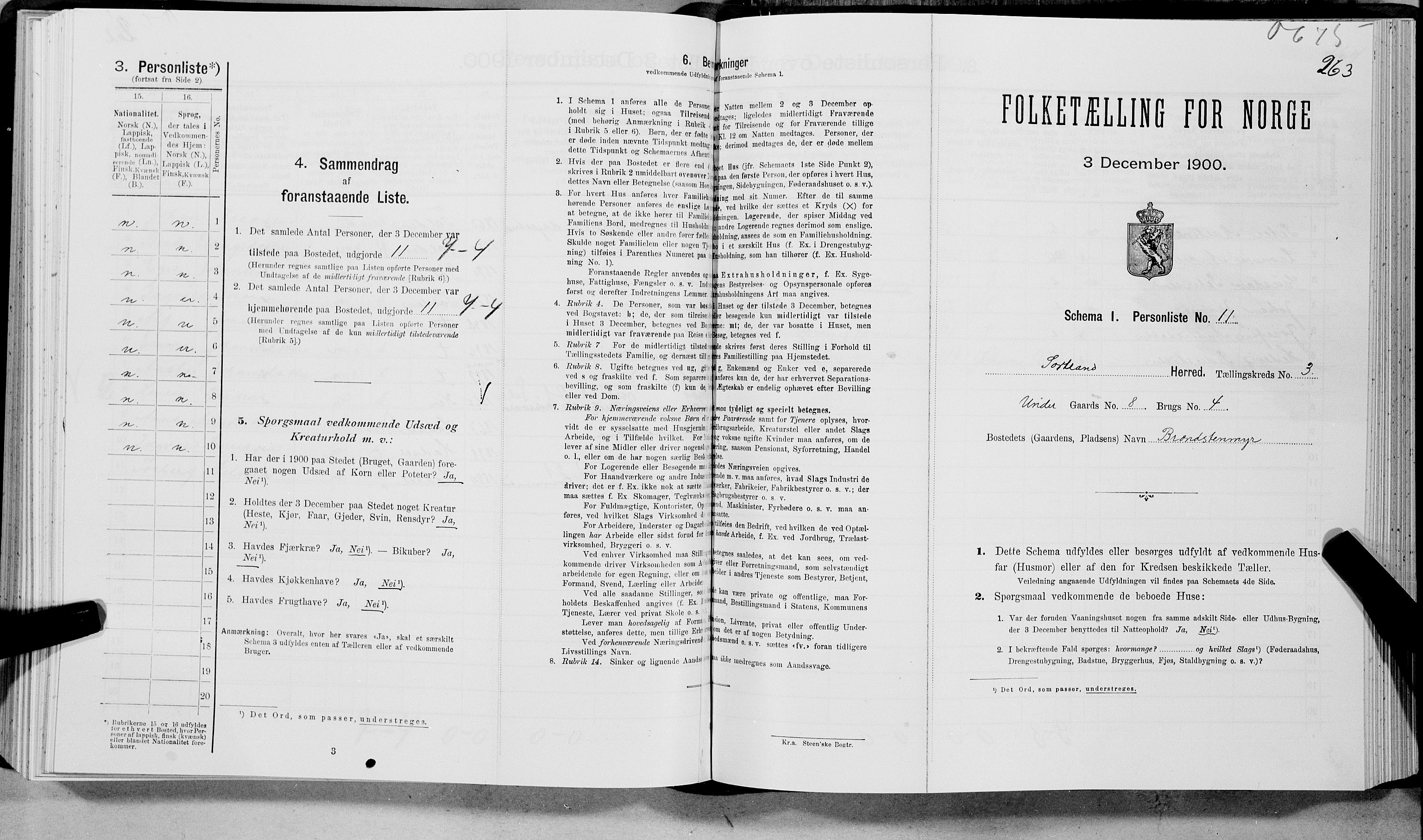 SAT, Folketelling 1900 for 1870 Sortland herred, 1900, s. 282