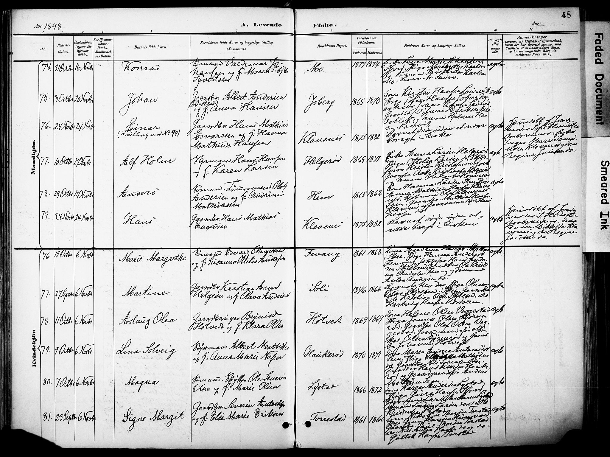 Sandar kirkebøker, AV/SAKO-A-243/F/Fa/L0014: Ministerialbok nr. 14, 1896-1909, s. 48