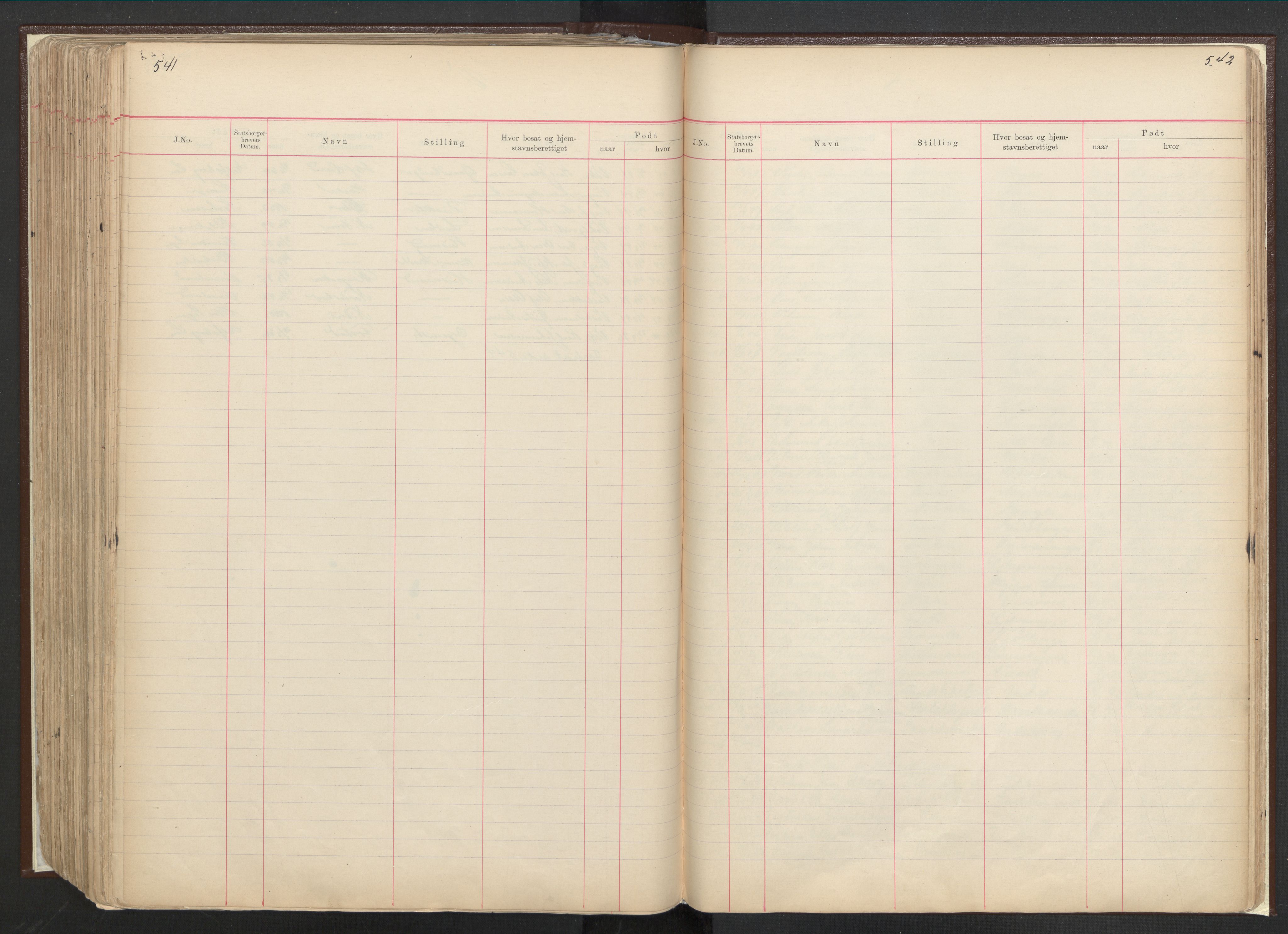 Justisdepartementet, 3. politikontor P3, AV/RA-S-1051/C/Cc/L0001: Journal over statsborgersaker, 1891-1946, s. 541-542