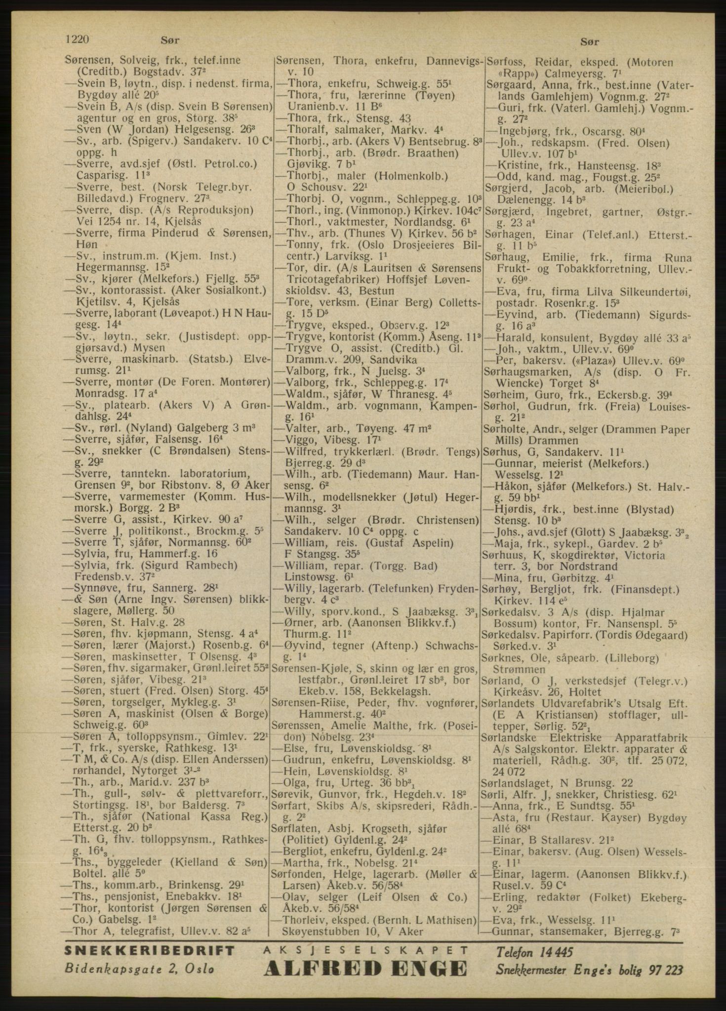 Kristiania/Oslo adressebok, PUBL/-, 1946, s. 1220