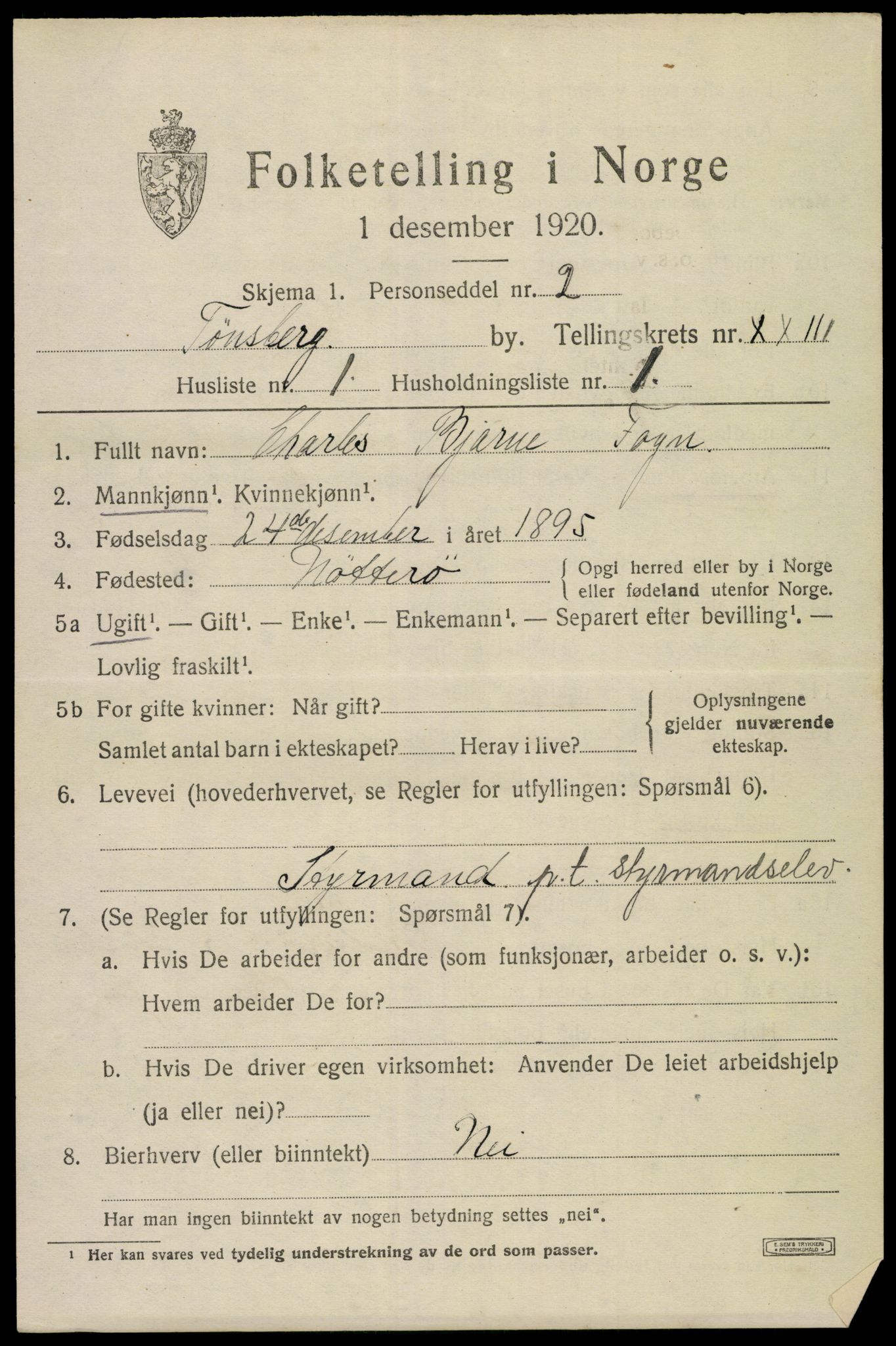 SAKO, Folketelling 1920 for 0705 Tønsberg kjøpstad, 1920, s. 32321