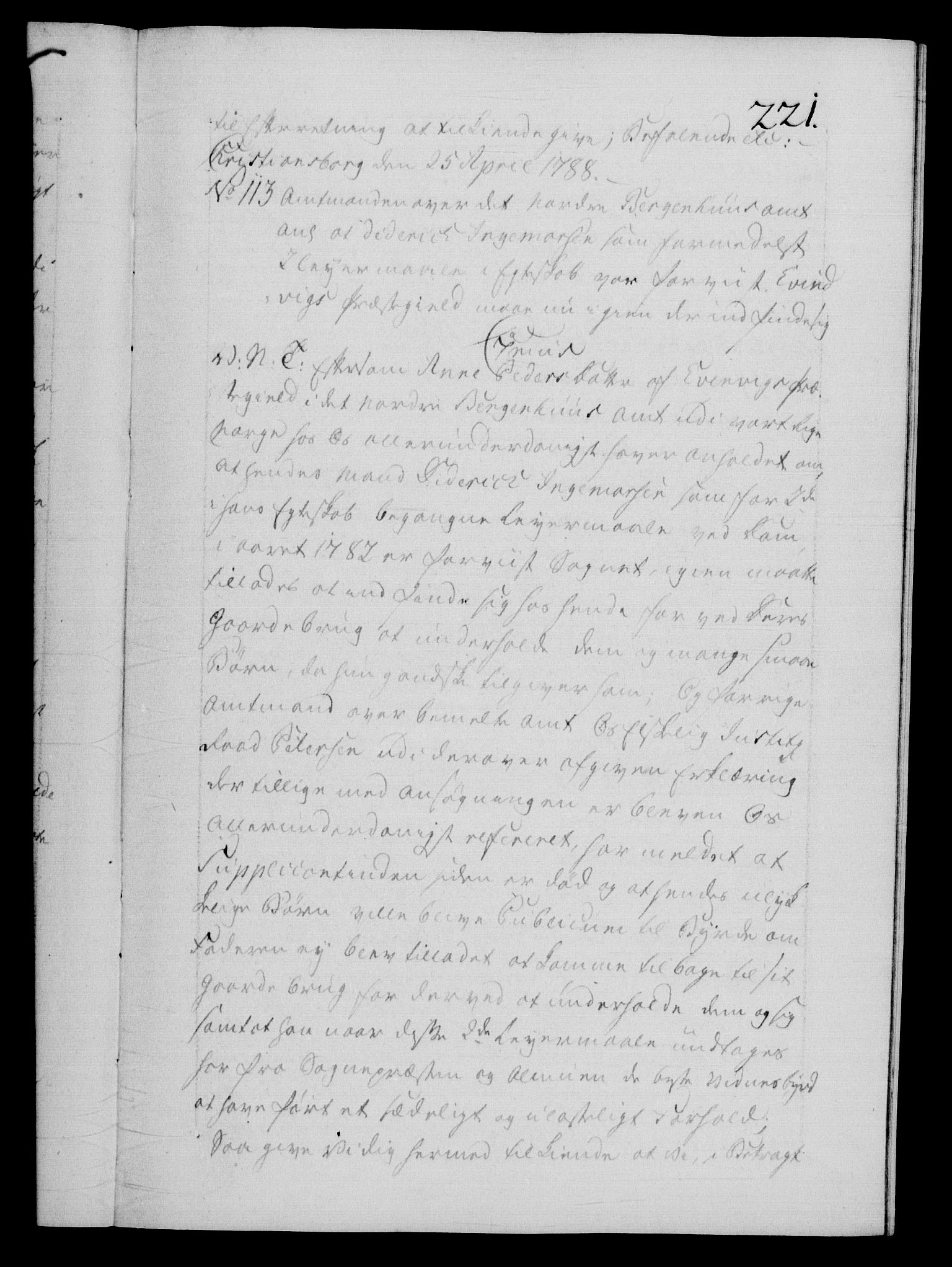 Danske Kanselli 1572-1799, AV/RA-EA-3023/F/Fc/Fca/Fcab/L0044: Norske tegnelser, 1787-1791, s. 221a