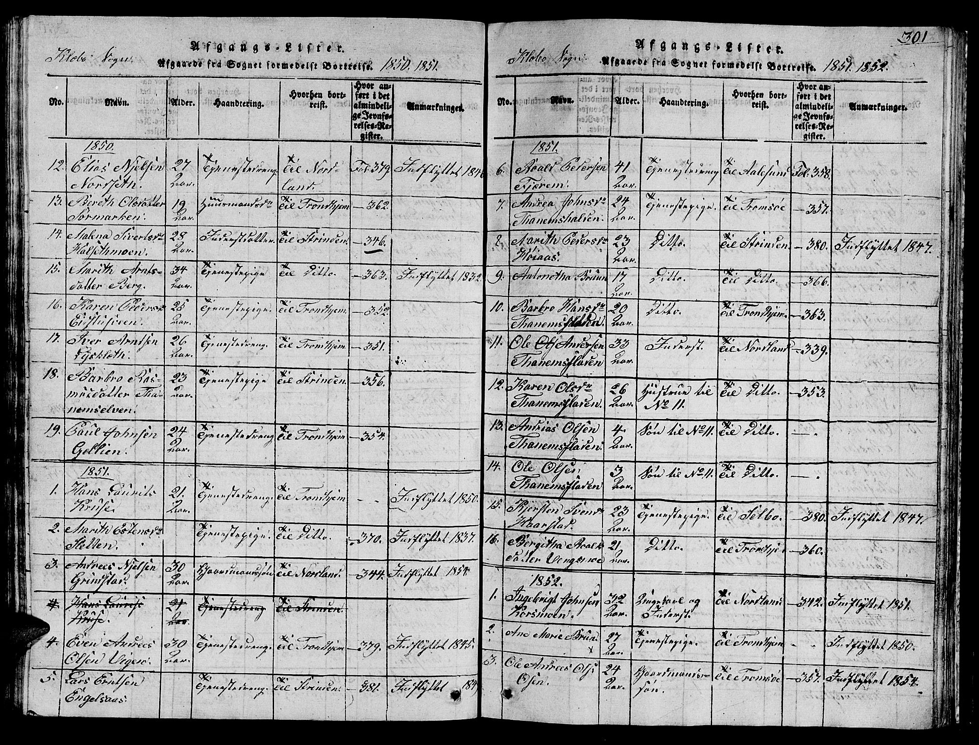 Ministerialprotokoller, klokkerbøker og fødselsregistre - Sør-Trøndelag, SAT/A-1456/618/L0450: Klokkerbok nr. 618C01, 1816-1865, s. 301