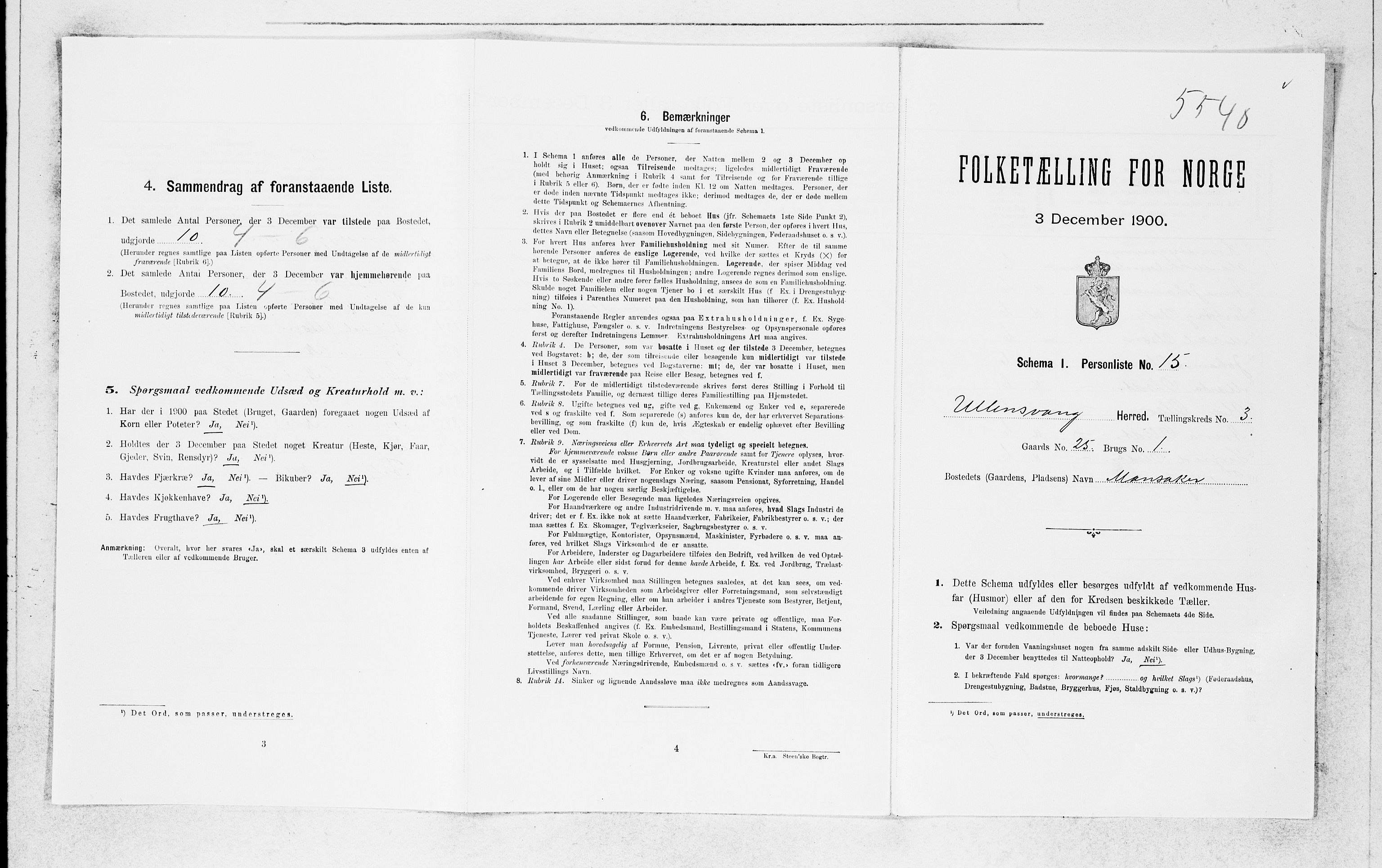 SAB, Folketelling 1900 for 1230 Ullensvang herred, 1900, s. 365