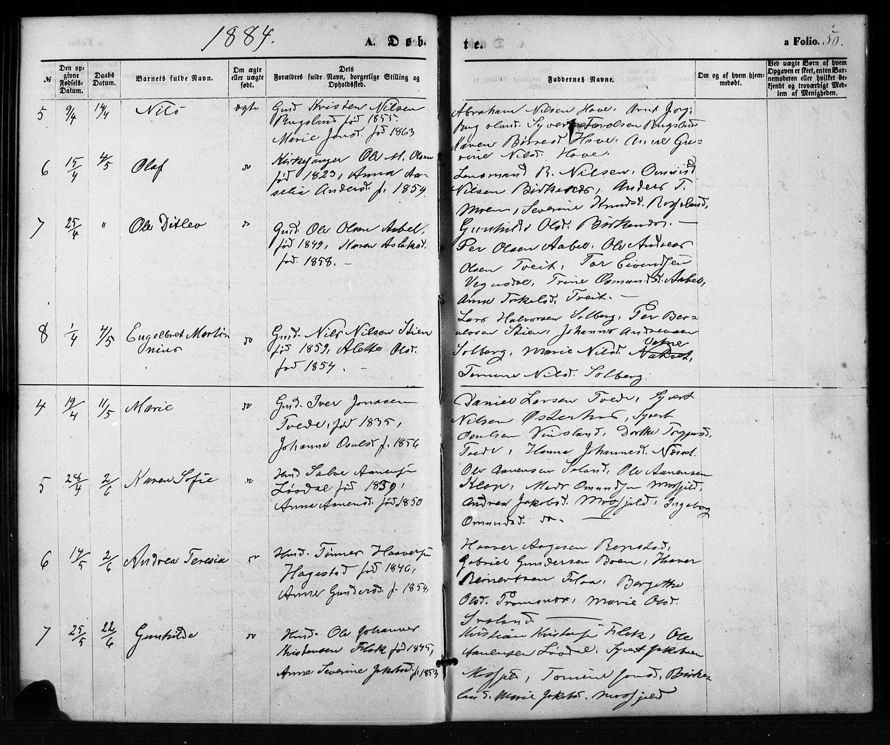 Birkenes sokneprestkontor, AV/SAK-1111-0004/F/Fb/L0003: Klokkerbok nr. B 3, 1876-1892, s. 50