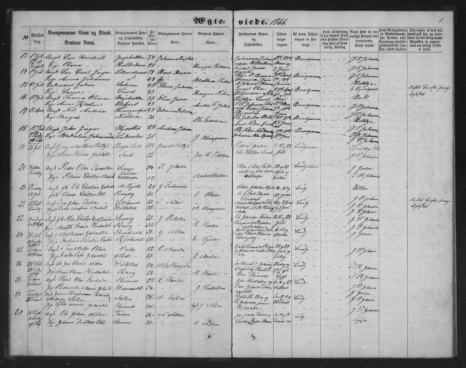 Ministerialprotokoller, klokkerbøker og fødselsregistre - Nordland, AV/SAT-A-1459/825/L0367: Klokkerbok nr. 825C04, 1863-1887, s. 6