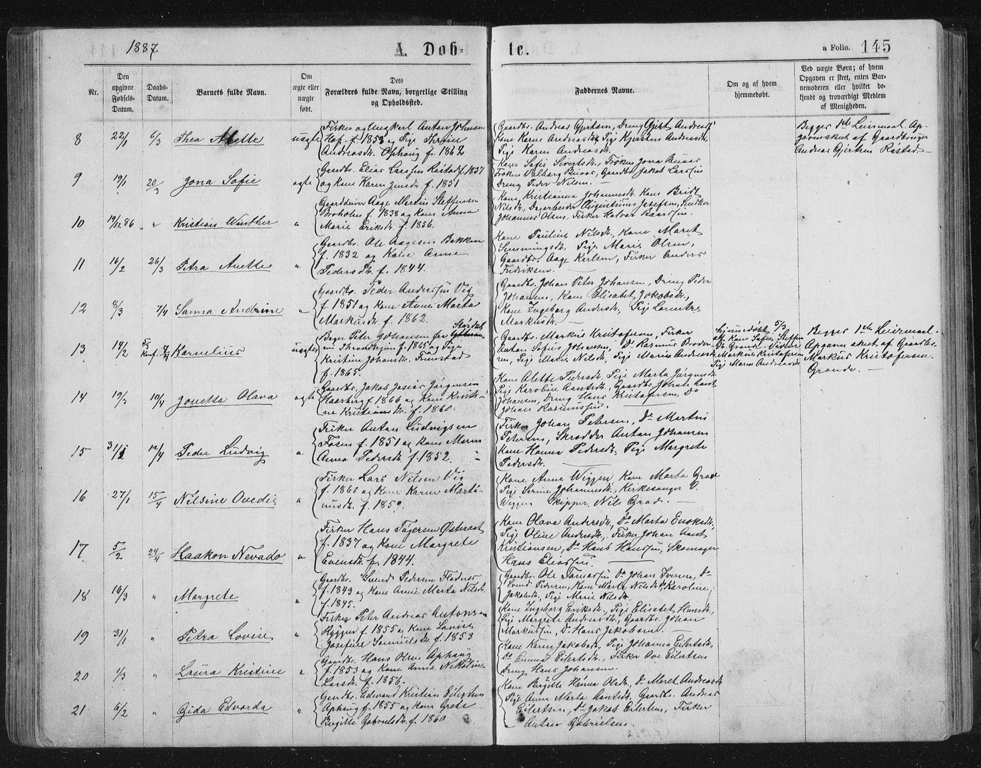 Ministerialprotokoller, klokkerbøker og fødselsregistre - Sør-Trøndelag, AV/SAT-A-1456/659/L0745: Klokkerbok nr. 659C02, 1869-1892, s. 145