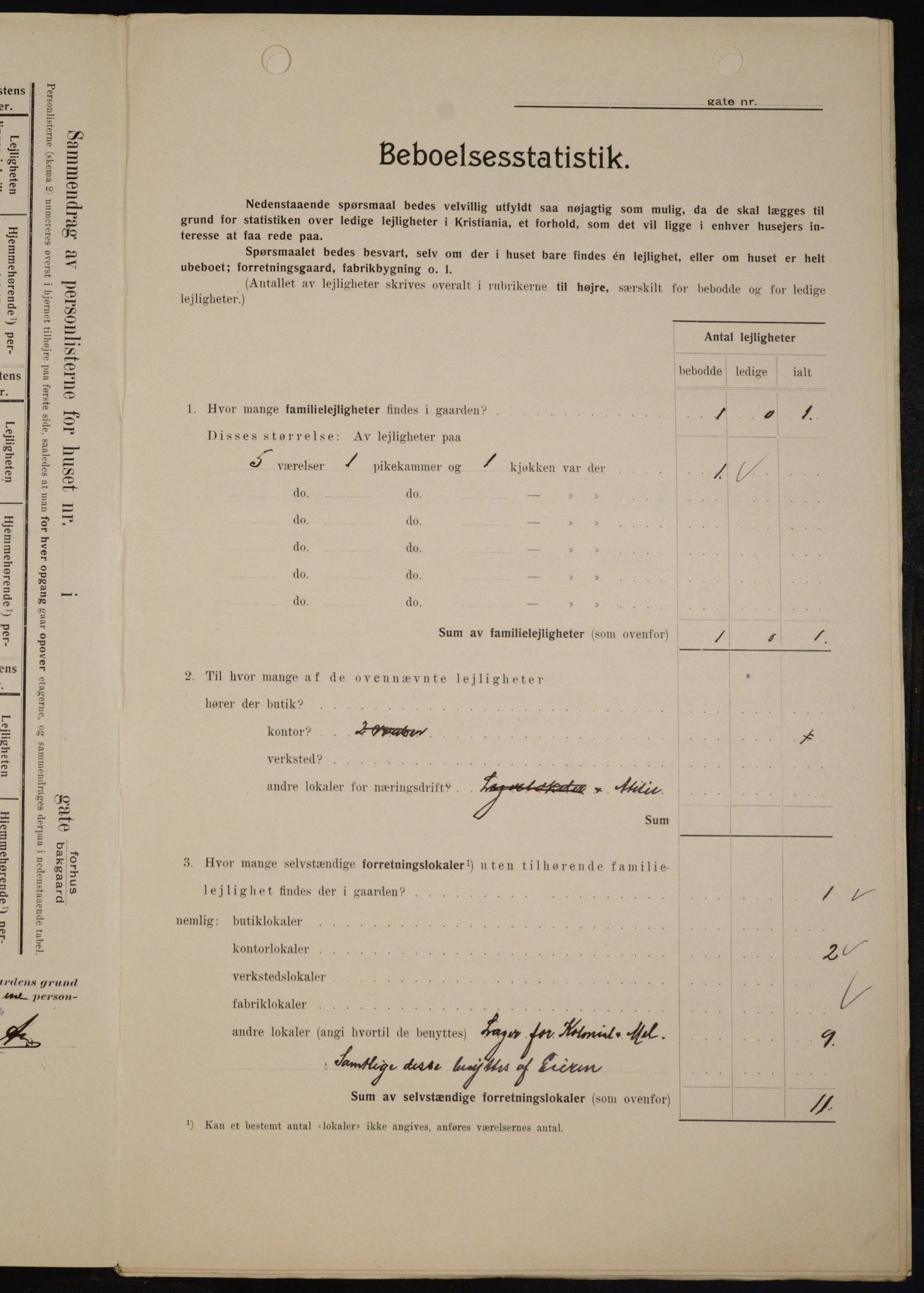 OBA, Kommunal folketelling 1.2.1909 for Kristiania kjøpstad, 1909, s. 44101