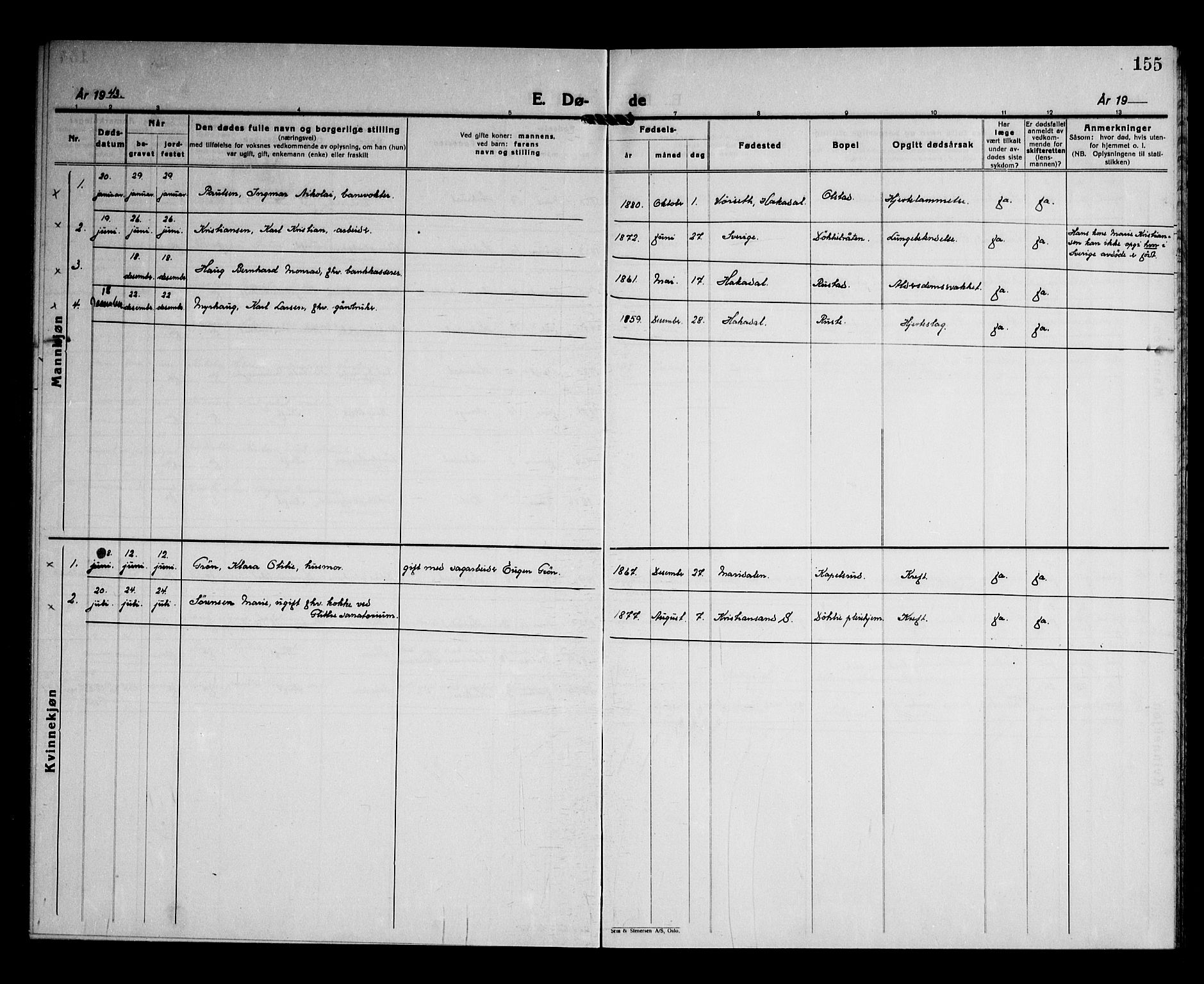 Nittedal prestekontor Kirkebøker, SAO/A-10365a/G/Gb/L0004: Klokkerbok nr. II 4, 1925-1945, s. 155