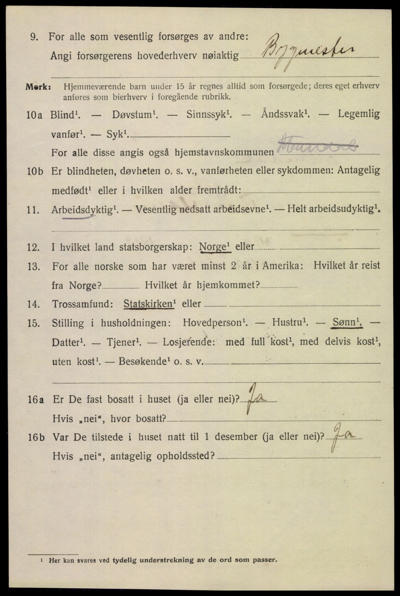 SAK, Folketelling 1920 for 1002 Mandal ladested, 1920, s. 7230