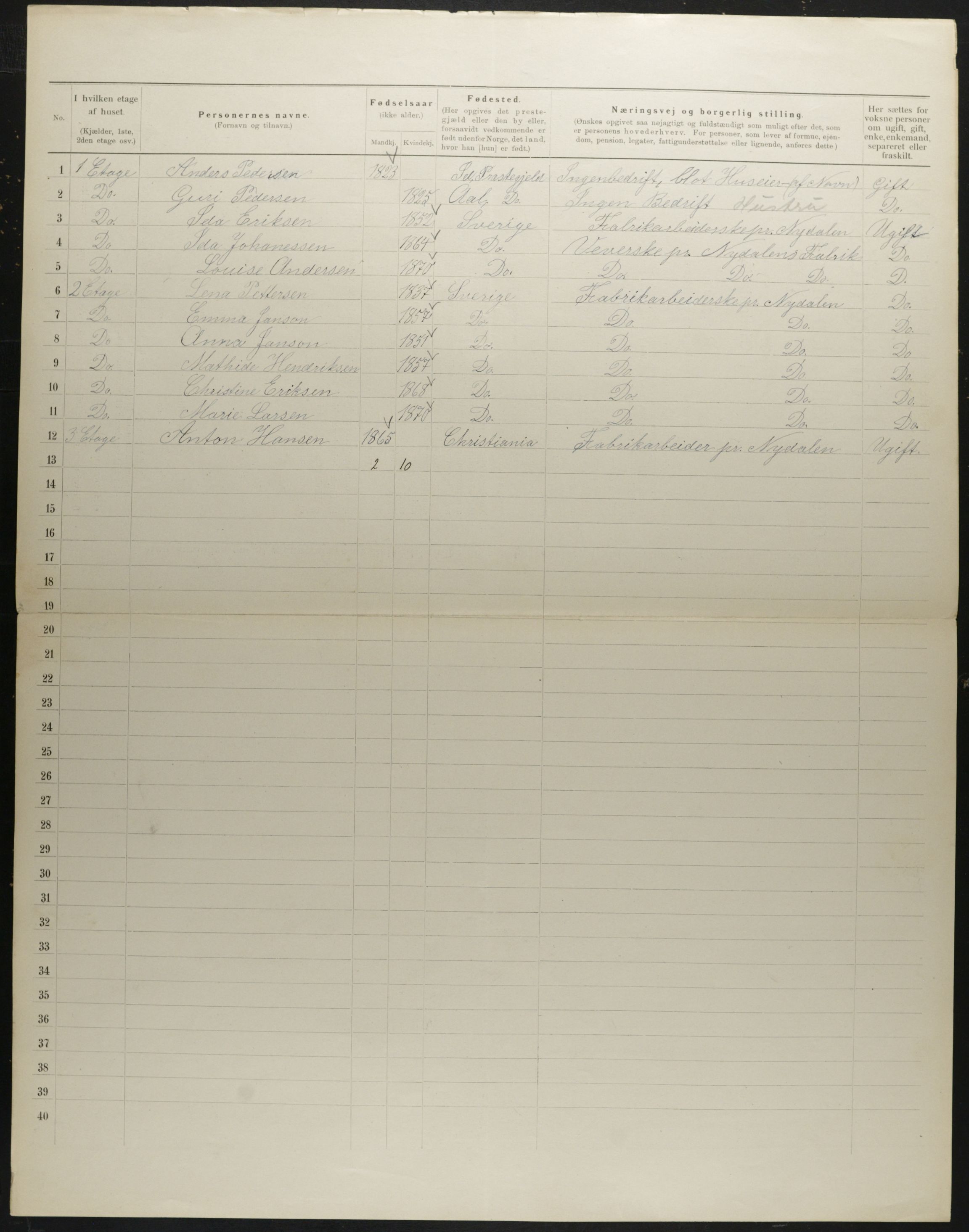 OBA, Kommunal folketelling 31.12.1901 for Kristiania kjøpstad, 1901, s. 754